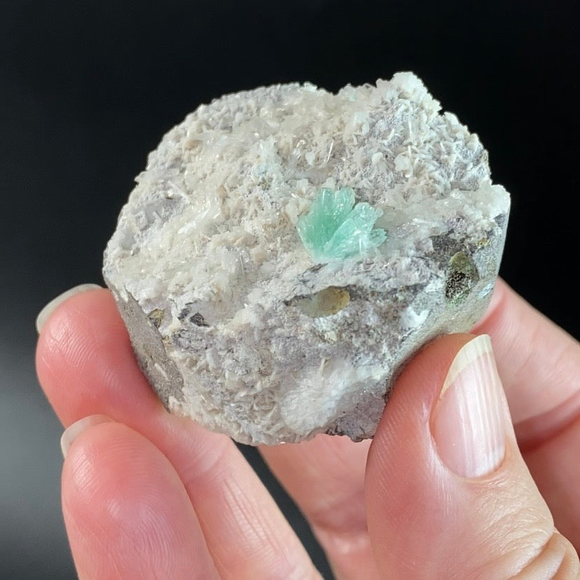Green Apophyllite Crystal Cluster with Stilbite on Trimmed Basalt Matrix