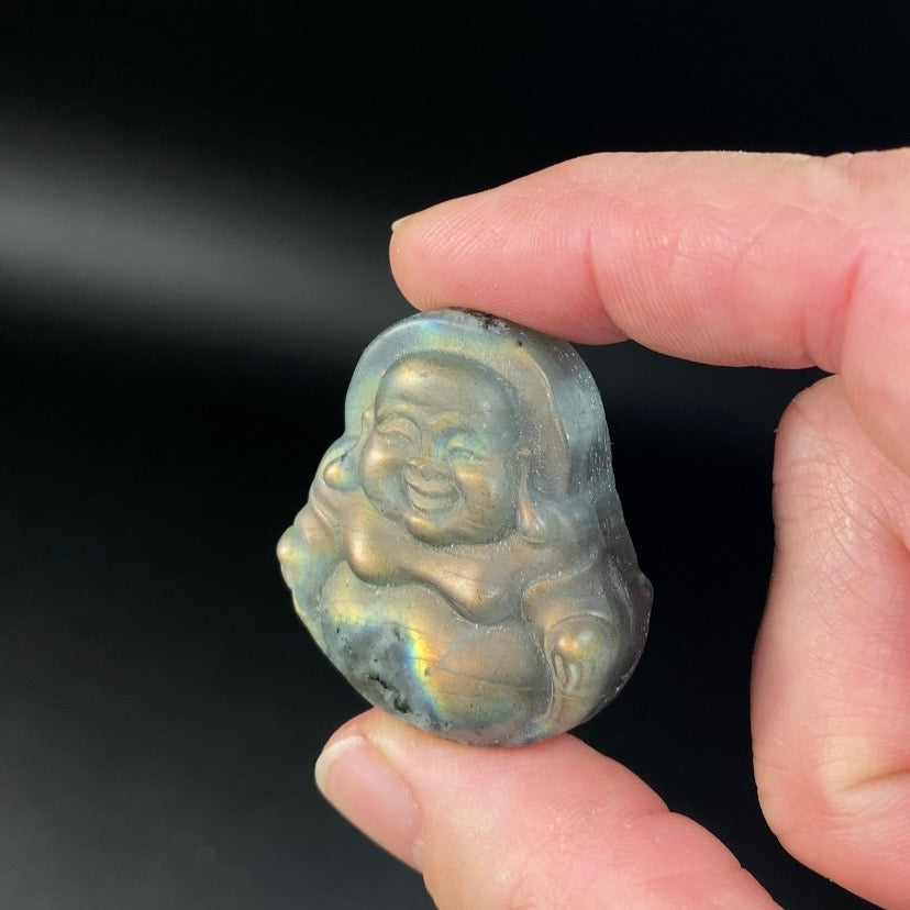 Labradorite Carved Buddha Cabochon - Pocket Stone