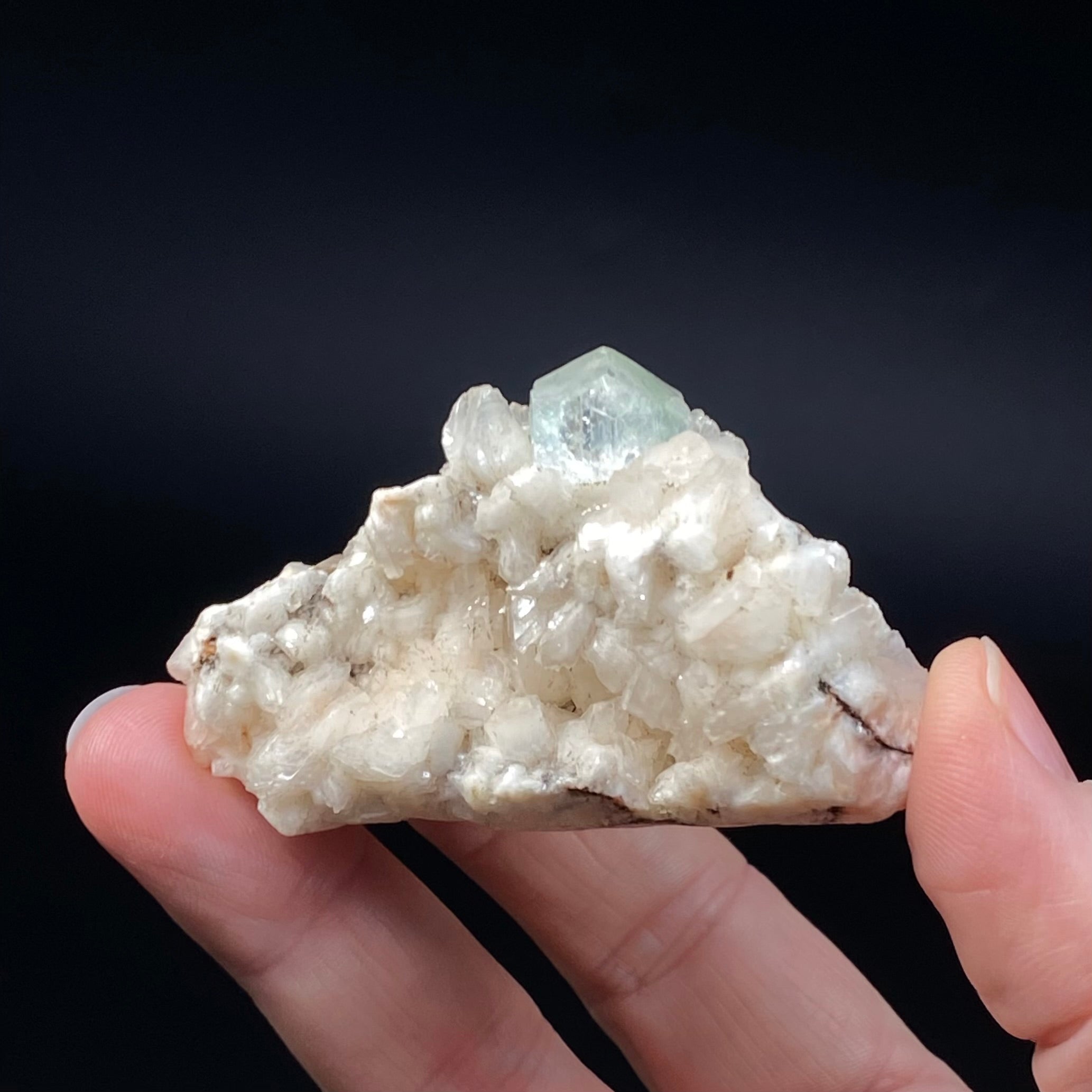 Green Apophyllite Crystals with Stilbite and Clear Heulandite