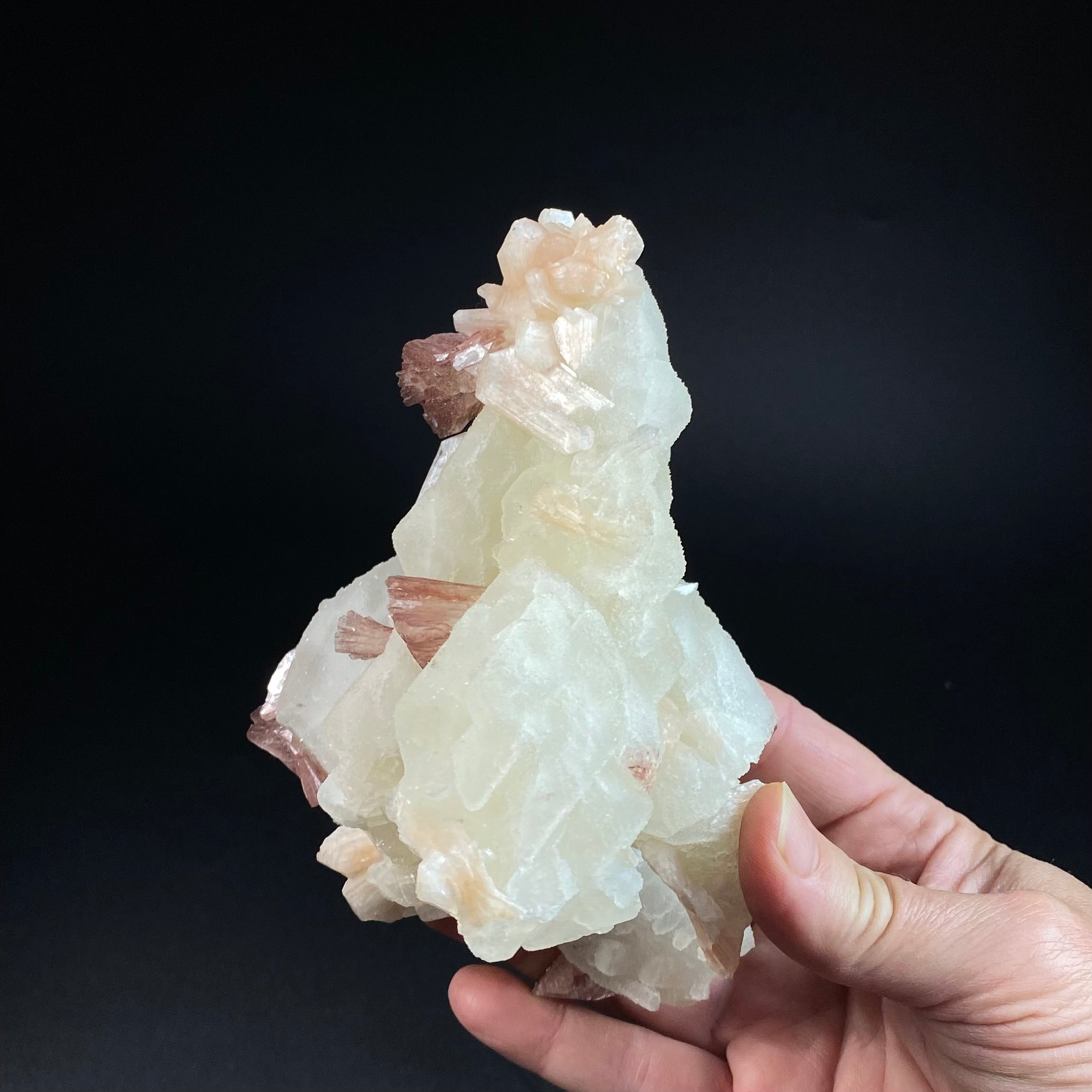 Unique Cluster of Calcite Rhombohedrons with Red Heulandite & Stilbite