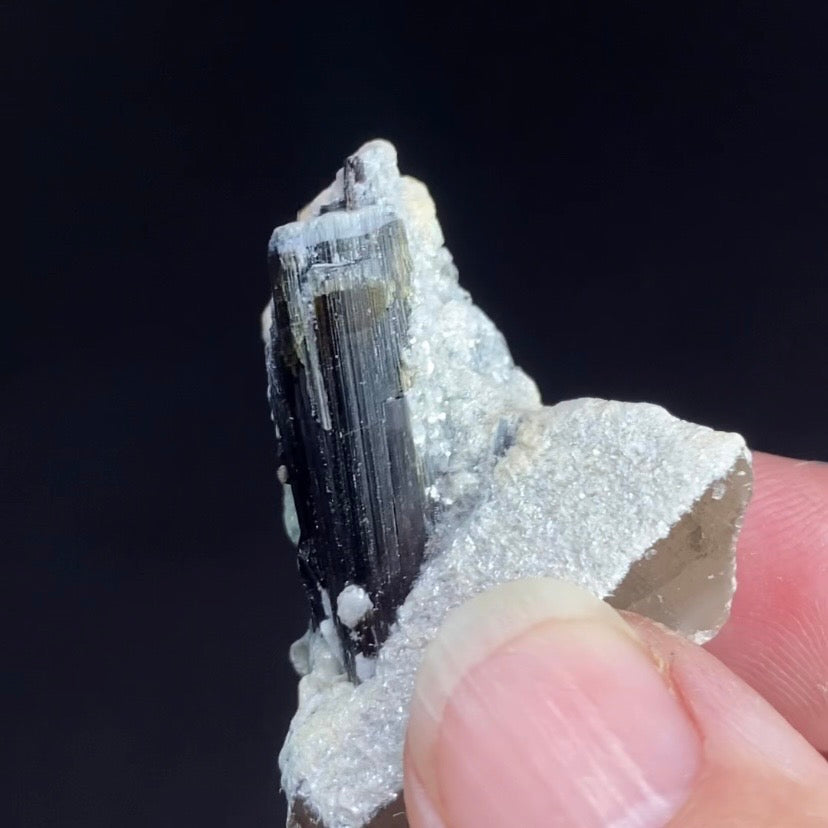 Bicolor Black Tourmaline Schorl Crystal with Smoky Quartz and Feldspar from Shigar Valley, Pakistan