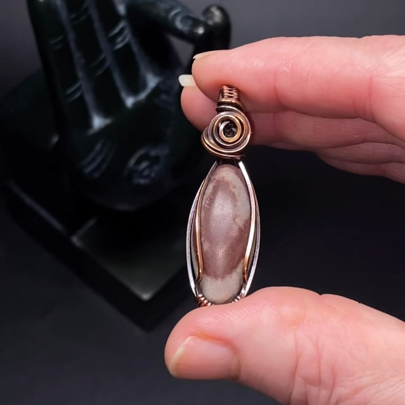 Shiva Lingam and Copper Wire Wrapped Pendant