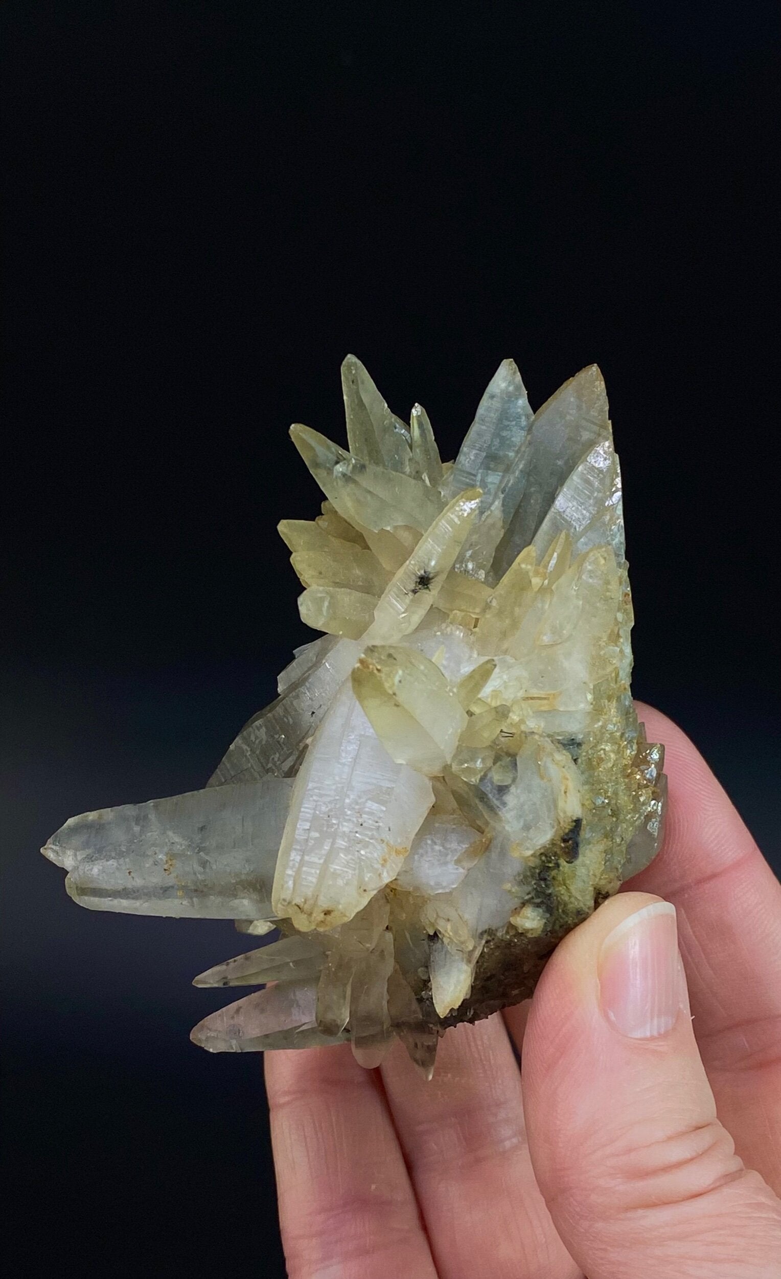 Laser Quartz Crystal Cluster with Hematite Inclustions