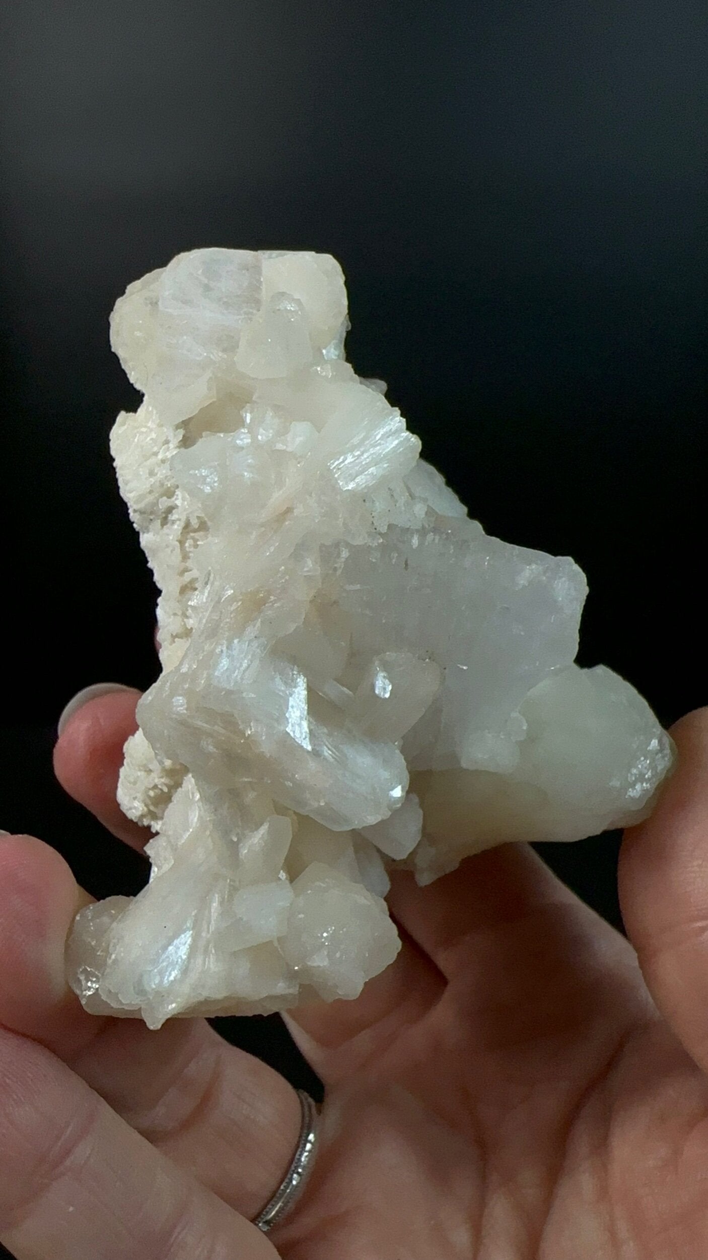 White / Clear Heulandite Fan & Peach Stilbite on Mordenite Matrix