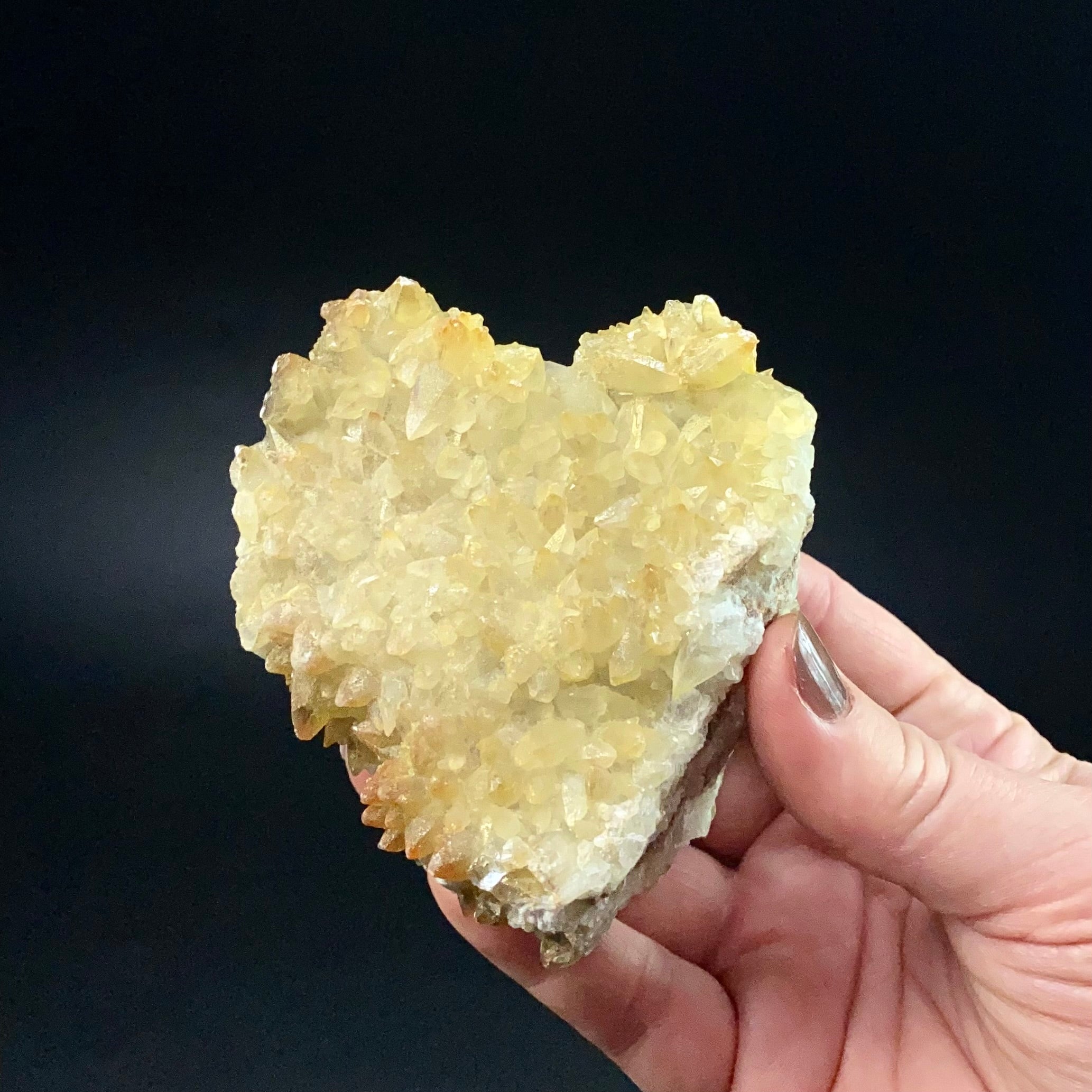 Scalenohedral Dogtooth Calcite Cluster with Natural Iridescent & Iron Oxide Surface Coating