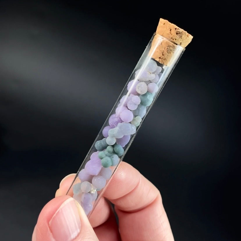 Grape Agate Botryoidal Chalcedony - Amethyst Filled Glass Vial