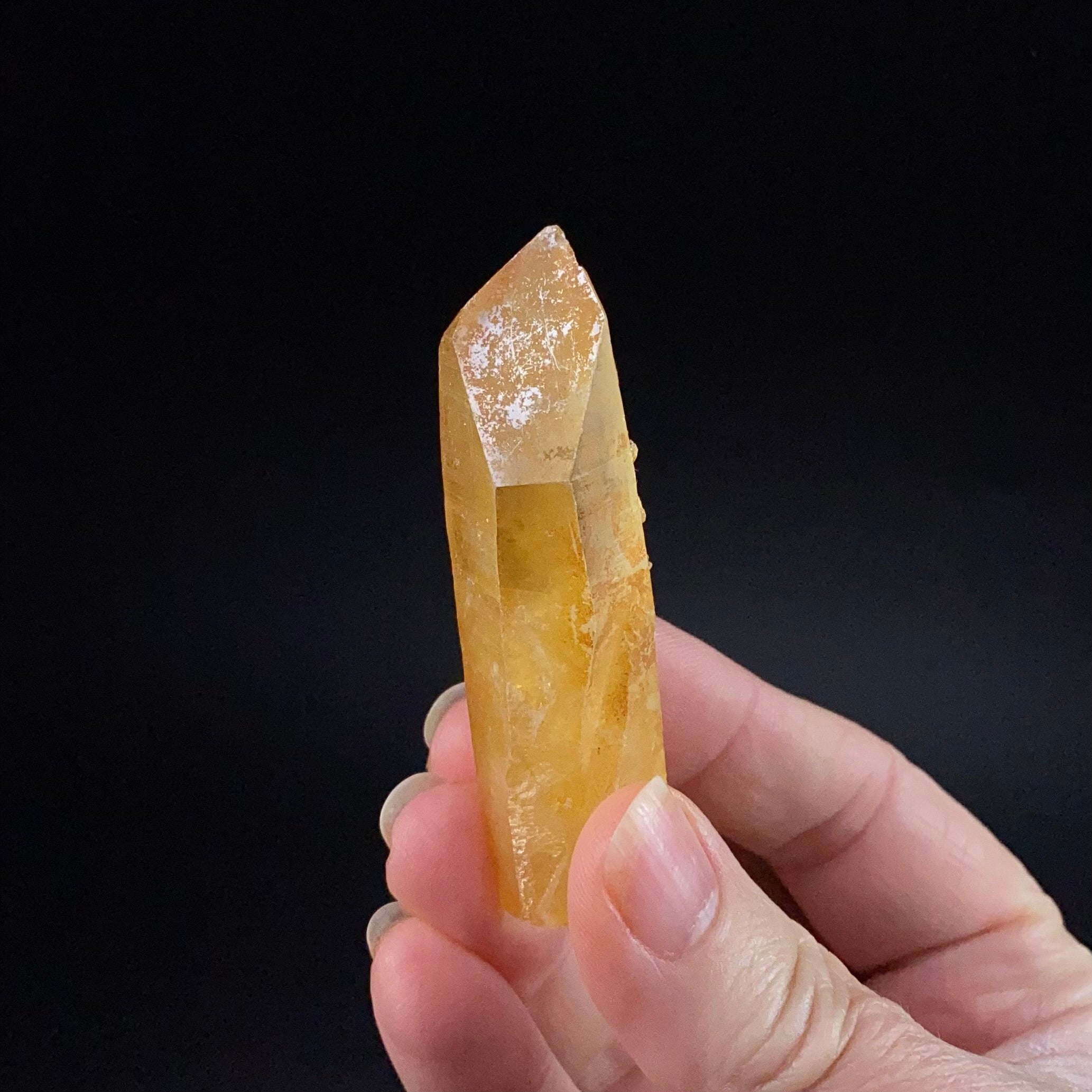Golden Quartz Crystal with Natural Yellow Iron Oxide Surface Coating