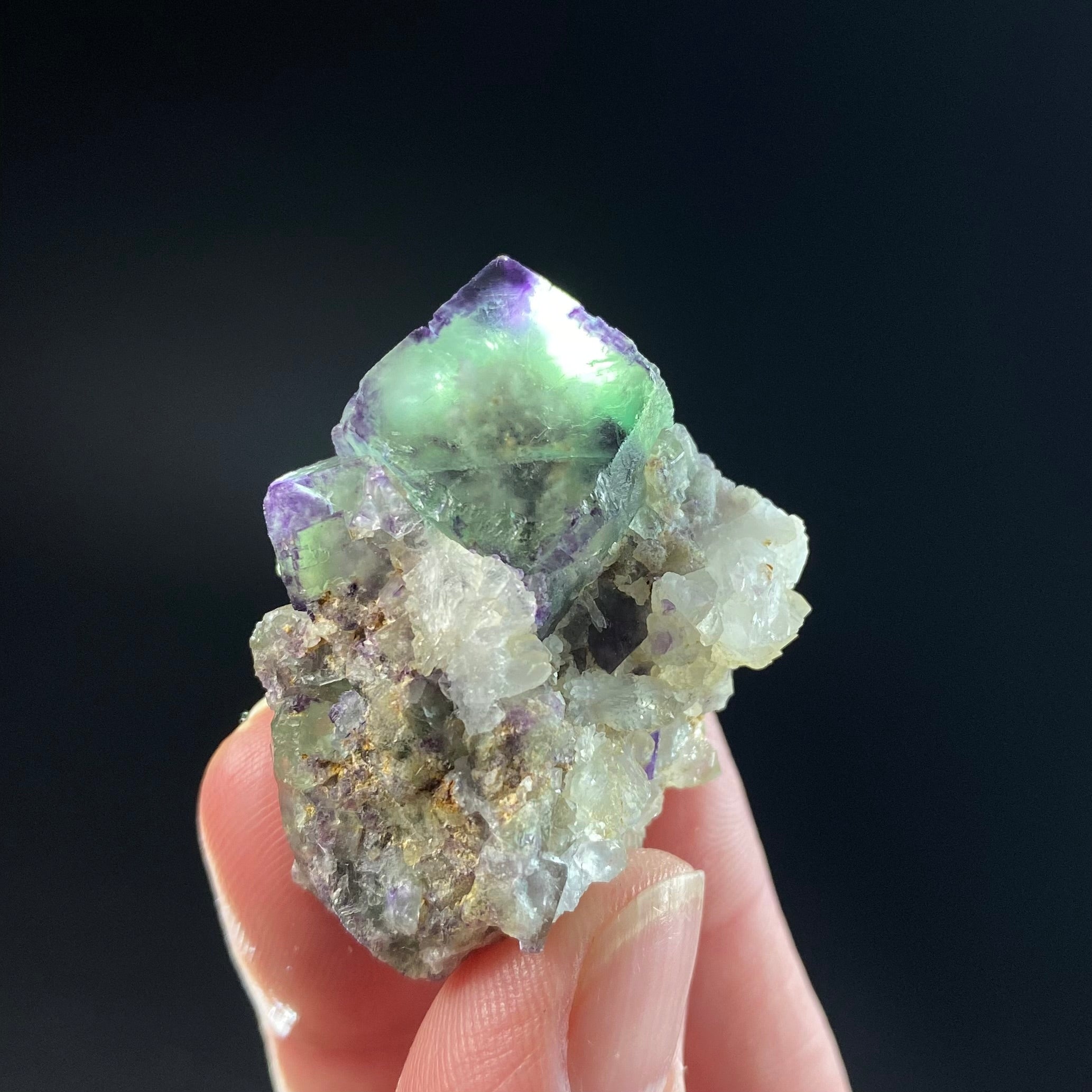 Green and Purple Cubic Fluorite Specimen, Okorusu Mine, Namibia