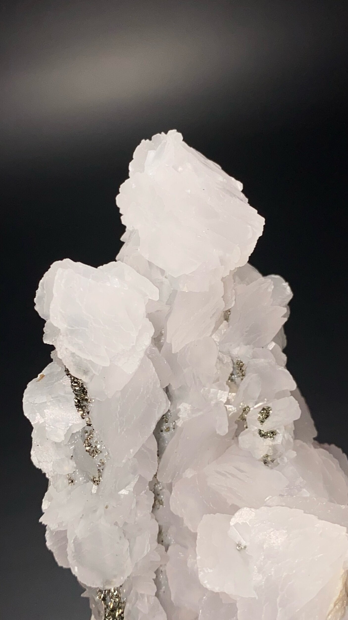 Stacked Nail Head Fluorescent Calcite Specimen with Pyrite from Trepca Mine Complex, Kosovo