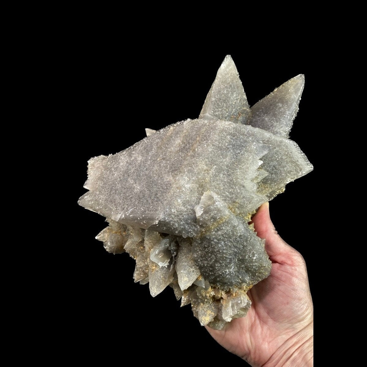 Scalenohedral Dogtooth Calcite Cluster with Minor Fluorite