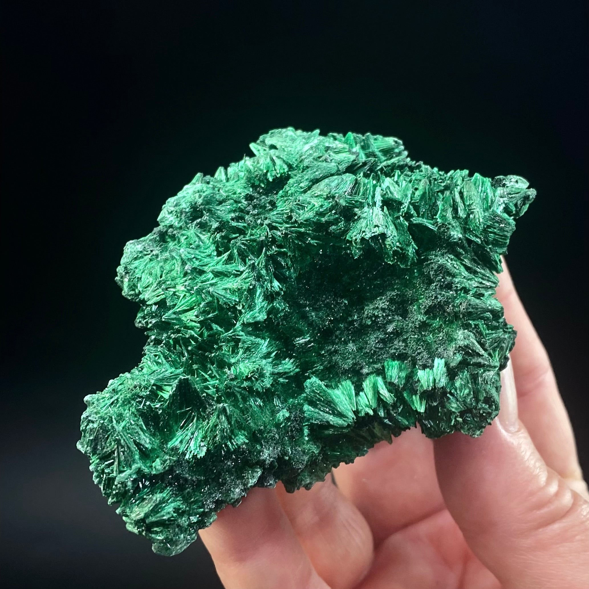 Fibrous Velvet Malachite Specimen, Natural Malachite