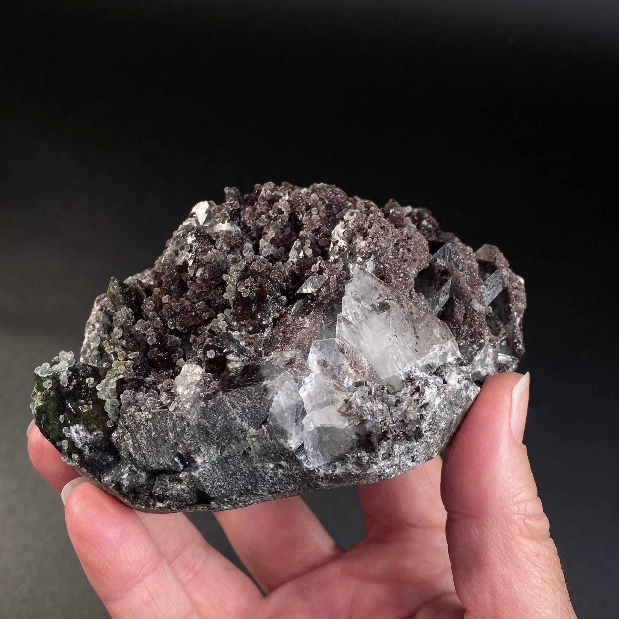 Chocolate Marshy Apophyllite Cluster with Chalcedony from Jalgaon, Maharashtra, India - Natural Crystal Cluster