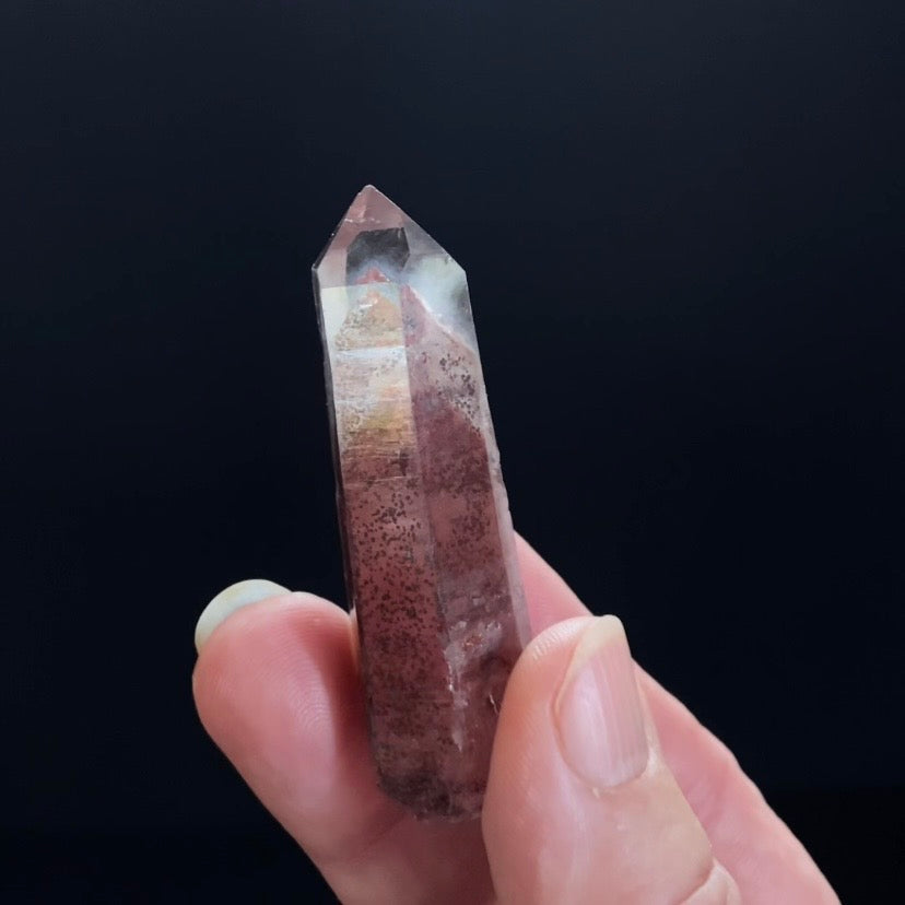 Red Hematite Double Phantom Sunset Quartz Crystal - Tamil Nadu, India