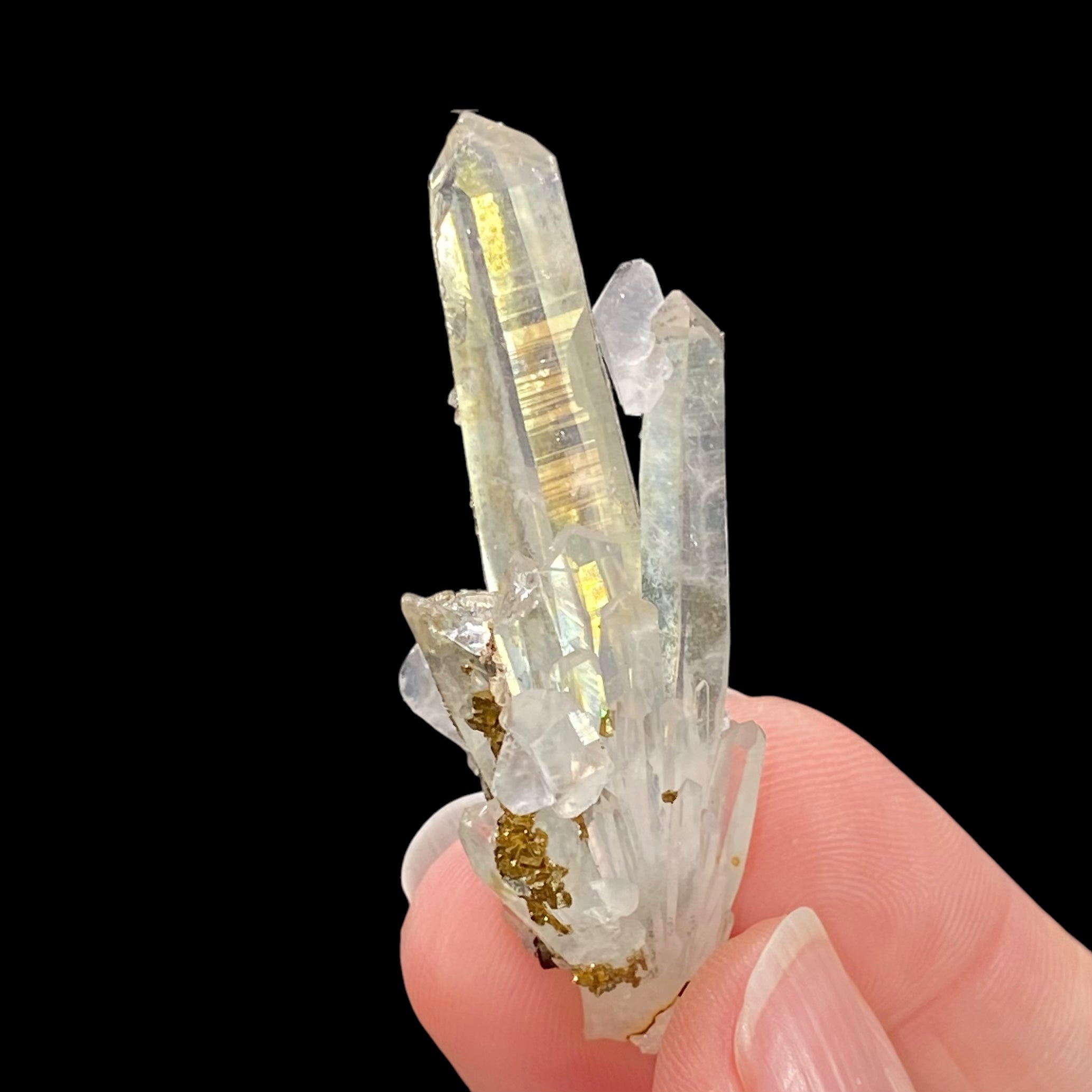 Quartz Cluster with Iridescent Rainbow Pyrite & Calcite, Trepca Mines, Kosovo