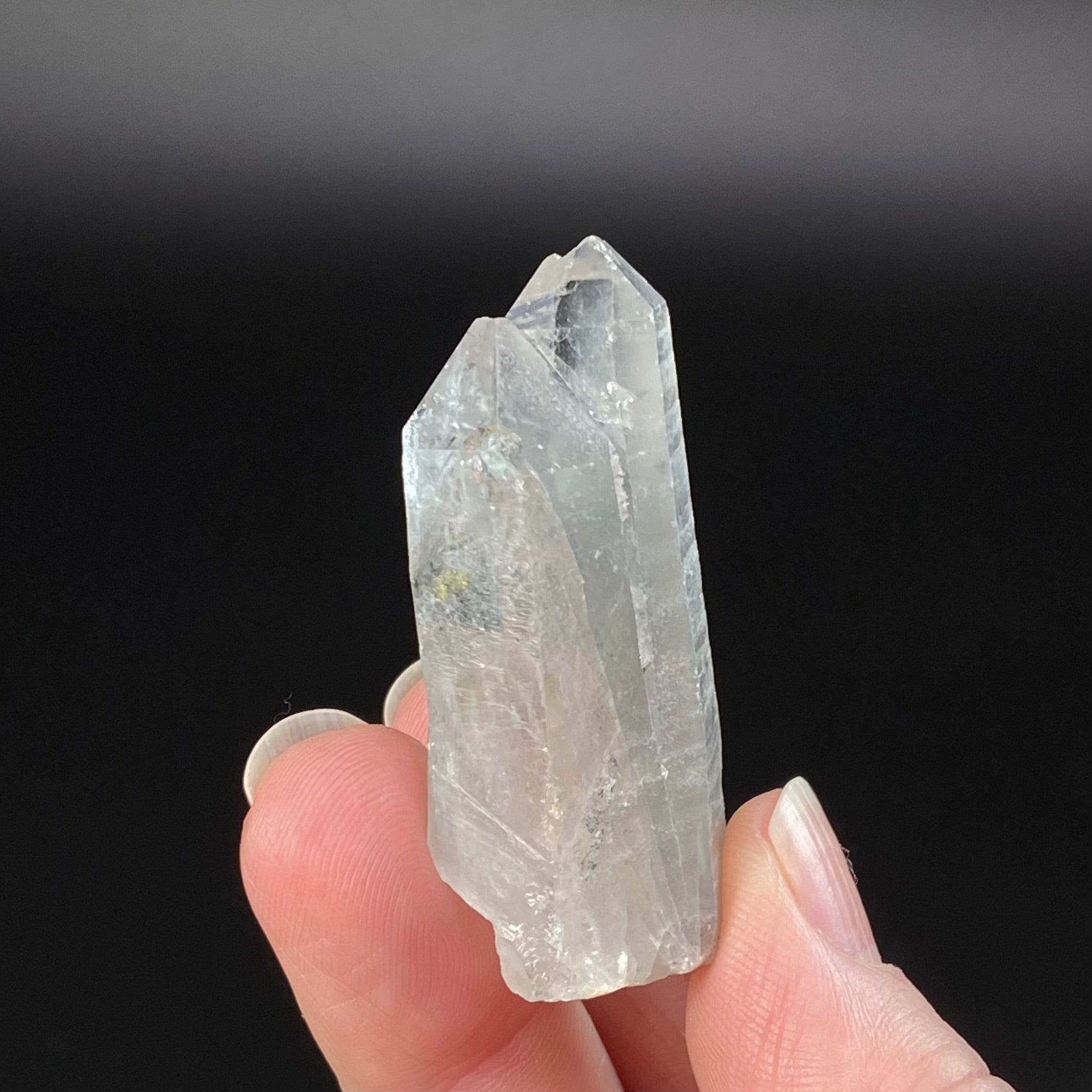 Gray Chlorite Included Twin Quartz Crystal Cluster