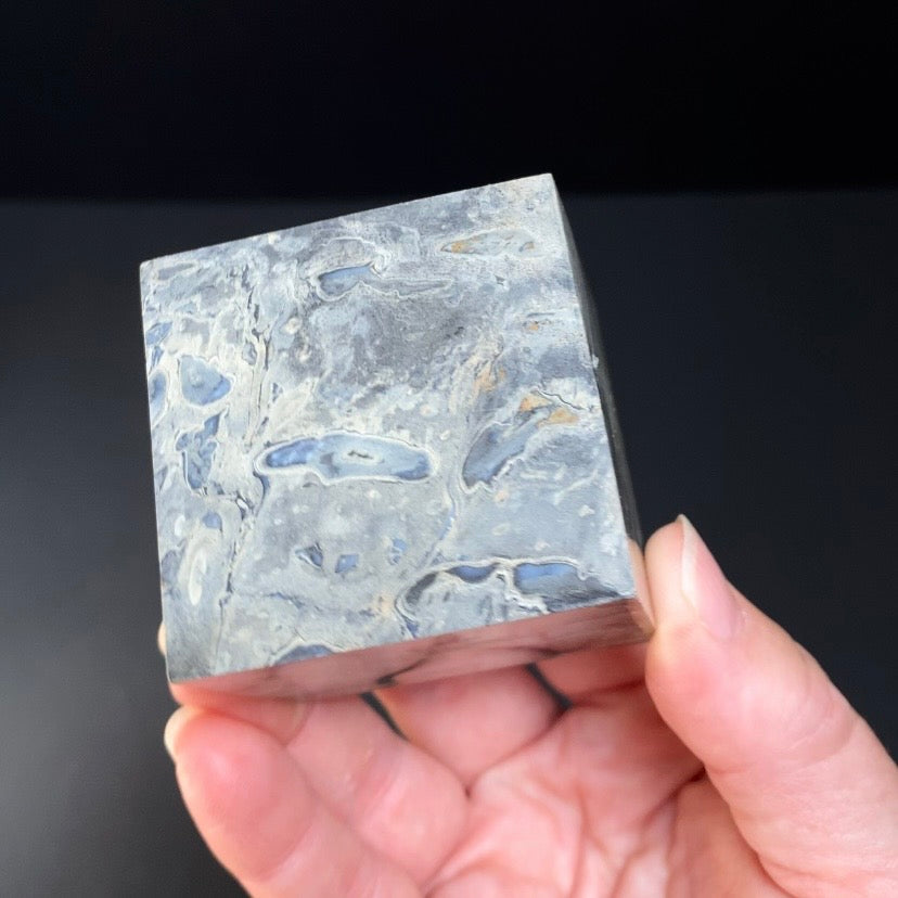 Fossilized Palm Root Ball Polished Cube from Sumatra, Indonesia