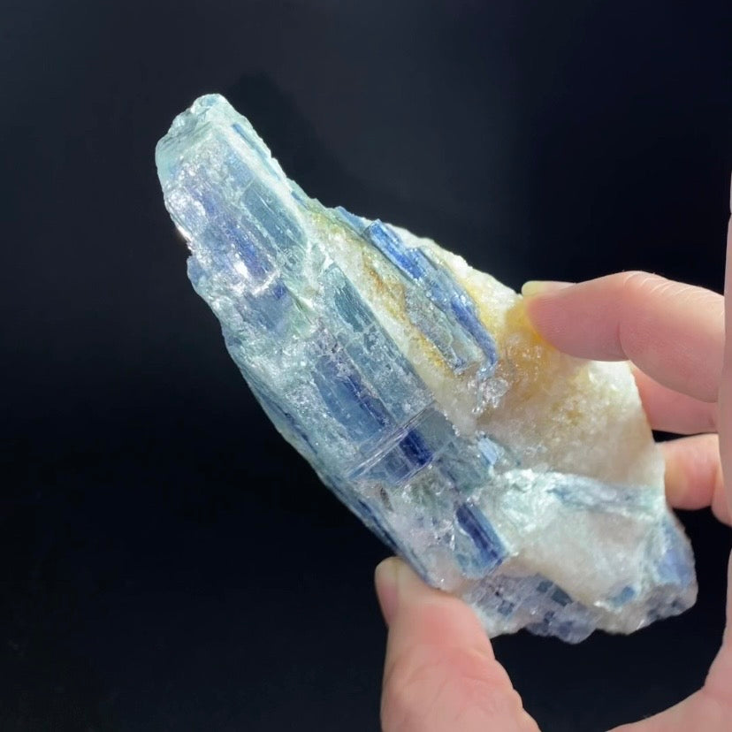 Blue Kyanite and Quartz Specimen with Red Fluorescence from Kunar Province, Afghanistan