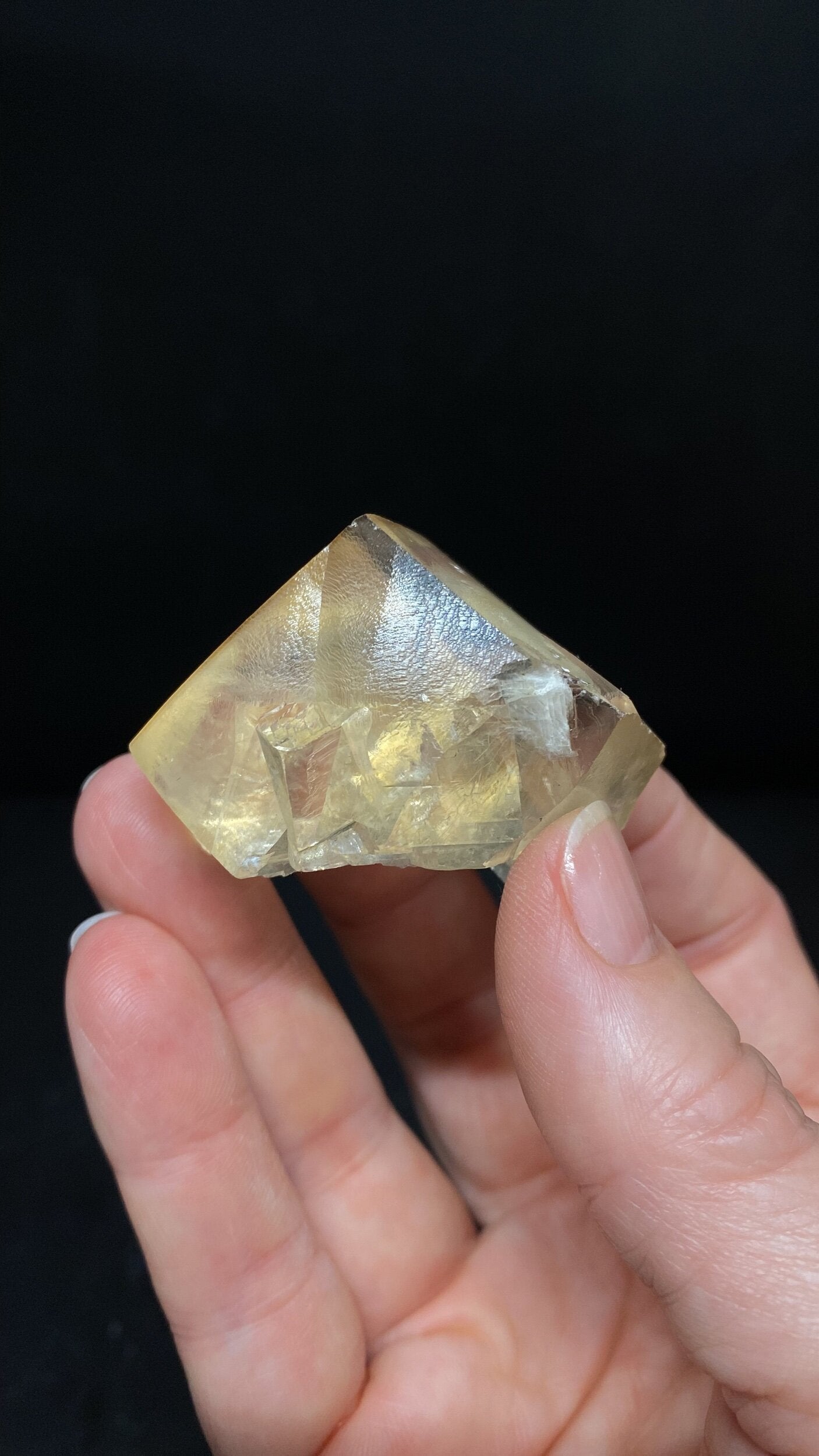 Light Golden Calcite Crystal with Rainbows