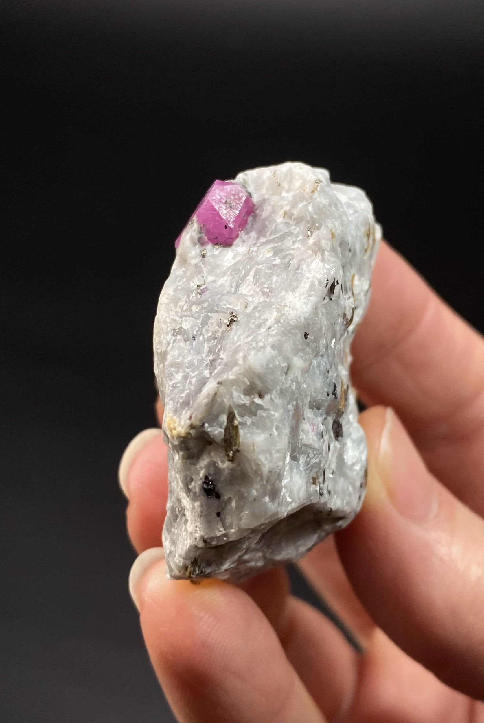 Pseudo Octahedral Natural Ruby Crystals on Marble Matrix, Jegdalek, Afghanistan