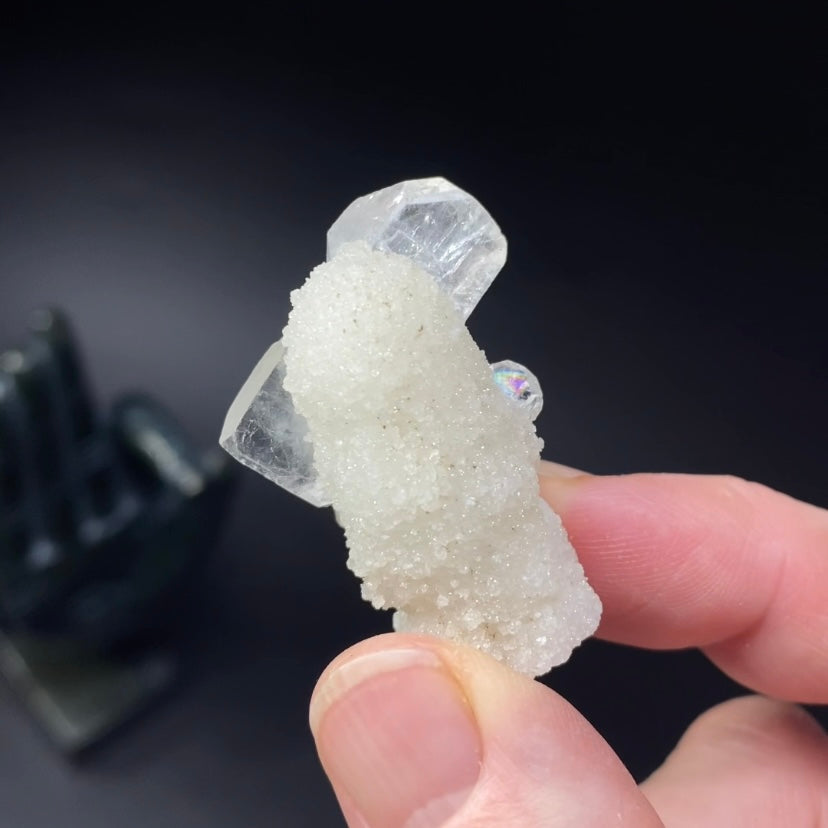 Clear Apophyllite Stalactite Formation Cluster with Quartz