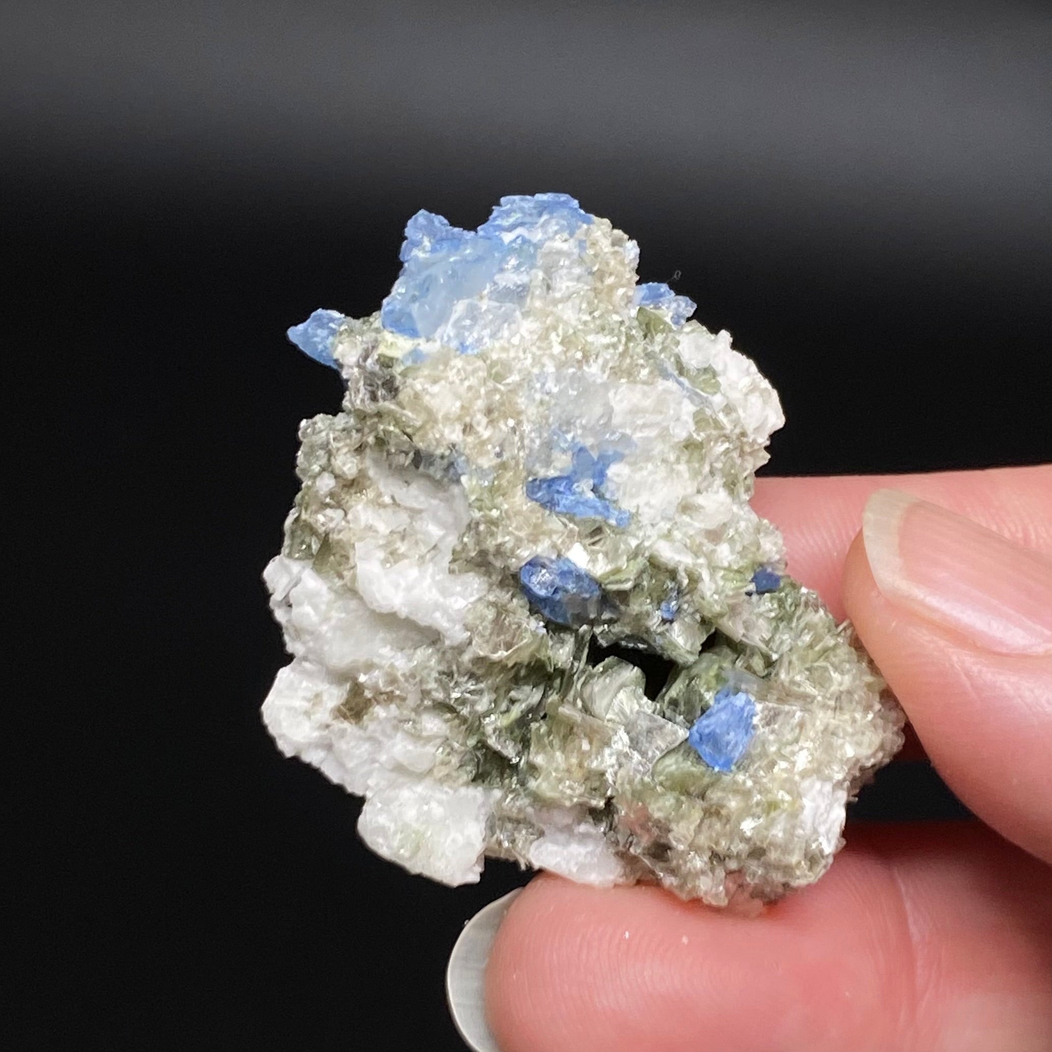 Blue Alkali Beryl Aquamarine with Muscovite Mica and Feldspar, Shigar Valley, Gilgit Baltistan, Pakistan