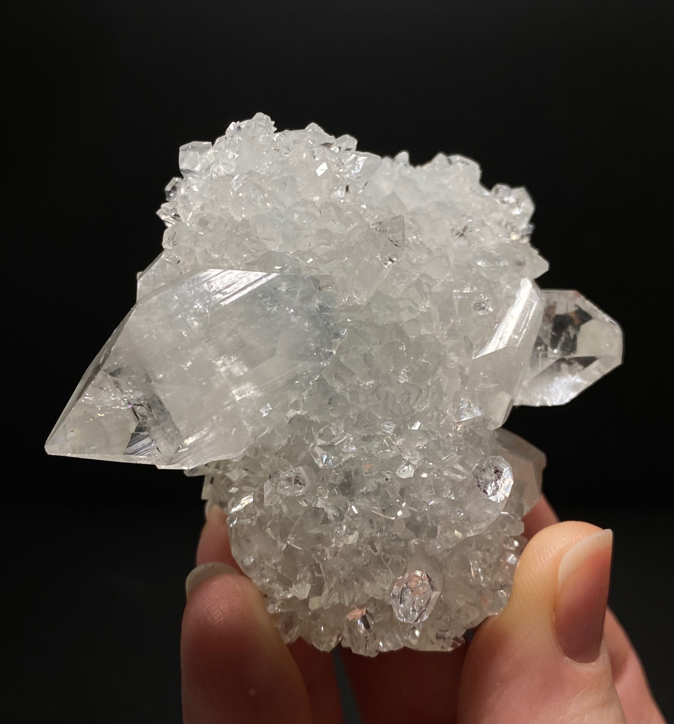 Clear Apophyllite Stalactite Formation Cluster