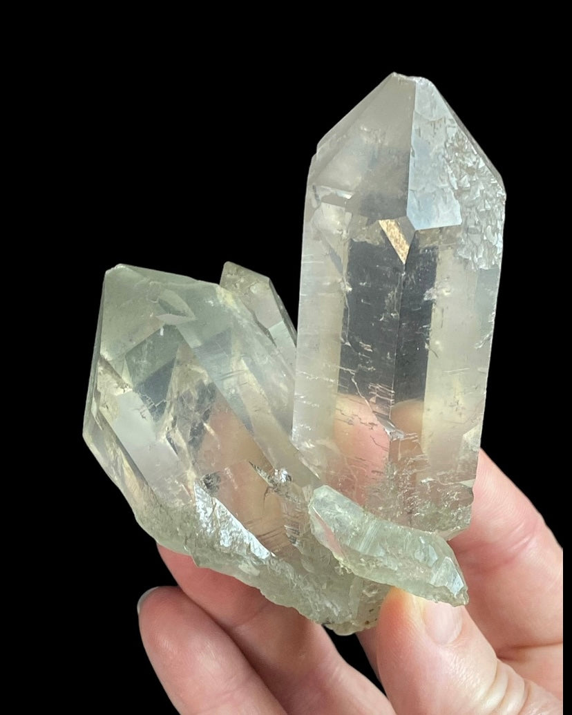 Chlorite Coated Quartz Crystal Cluster