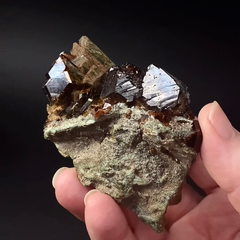 Lustrous Brown-Orange Garnets on Matrix from Afghanistan