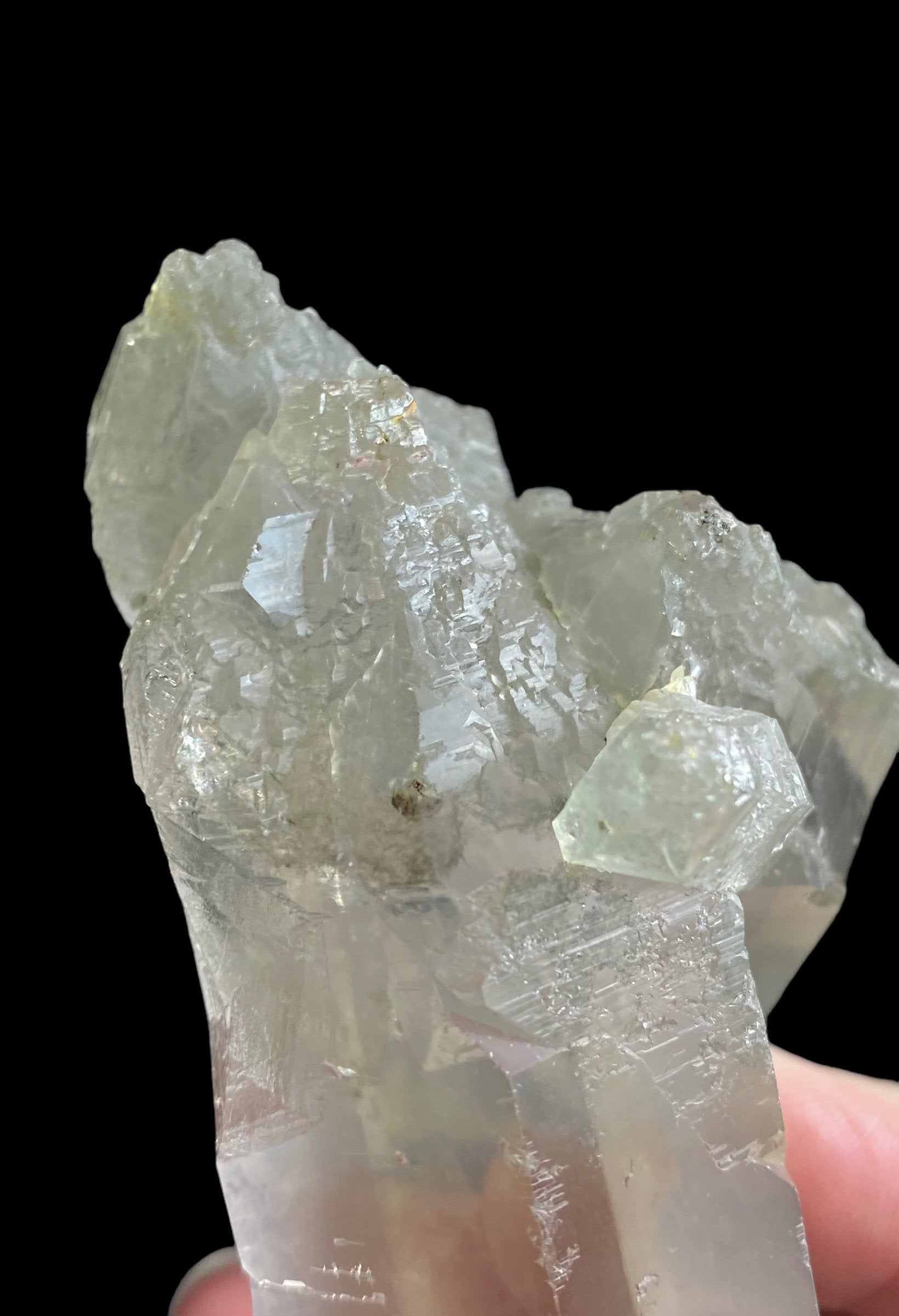 Chlorite Coated Quartz Crystal Cluster