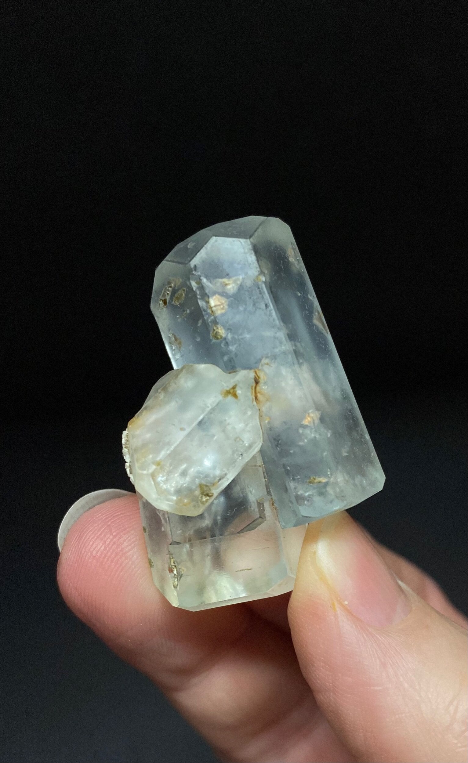 Double Terminated Aquamarine Crystal Cluster with Apatite