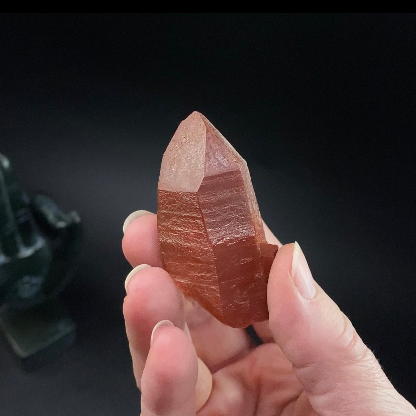 Red Hematite Channeling Quartz Crystal from Tourash, Morocco