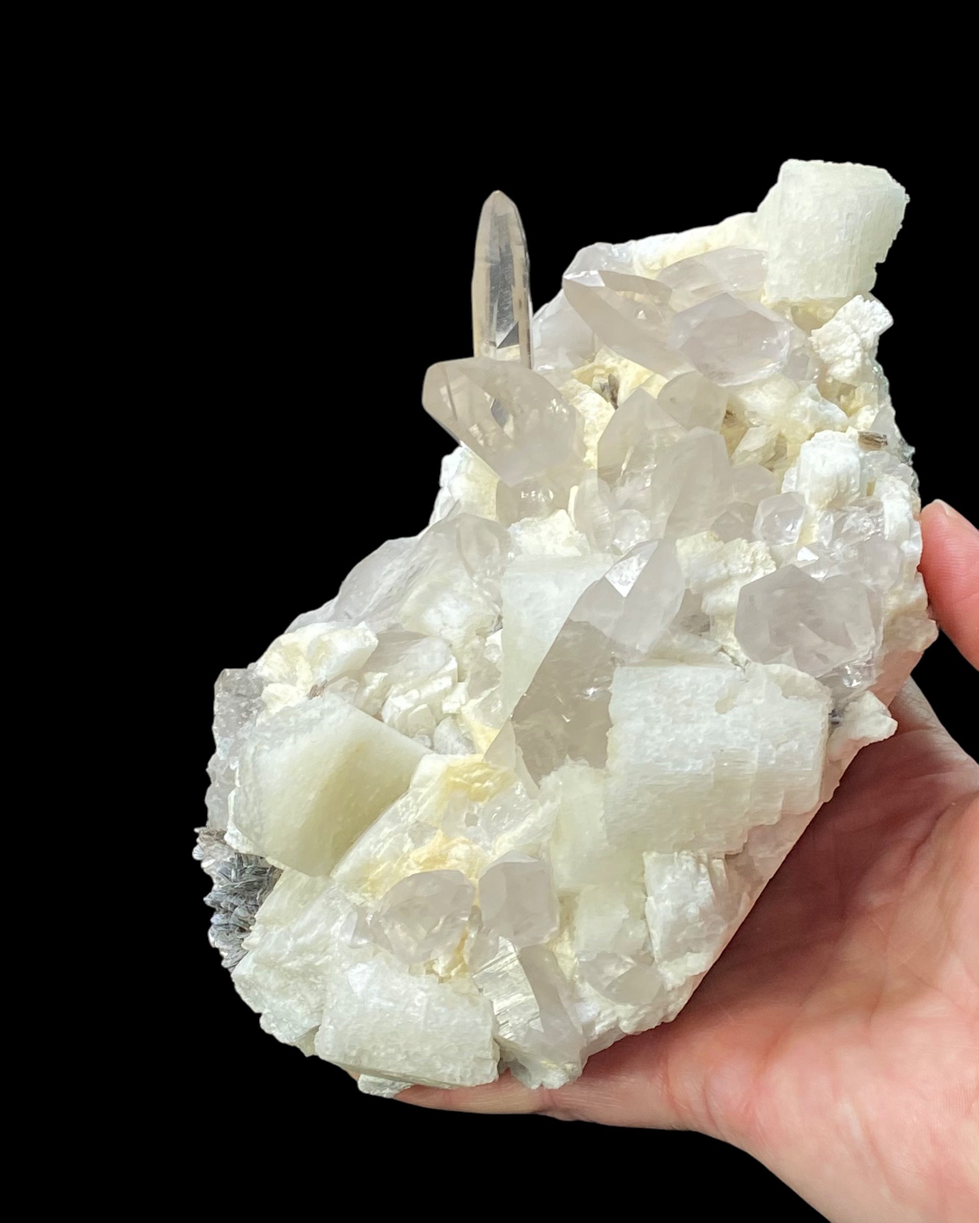 Himalayan Quartz Crystals on Microcline Feldspar Matrix from Hashupi, Shigar Valley, Pakistan