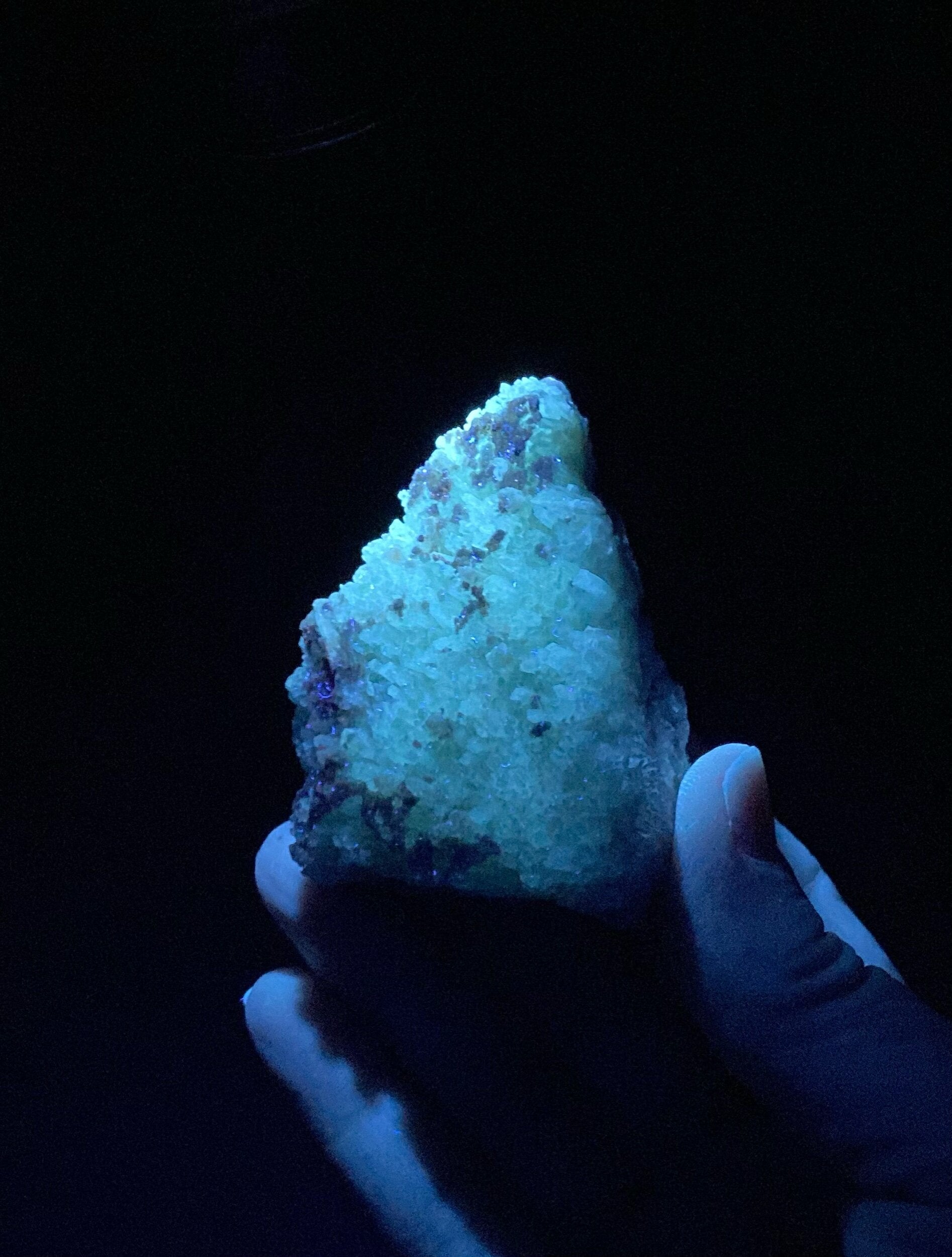 Phosphorescent Green & Brown Radiating Aragonite Cluster