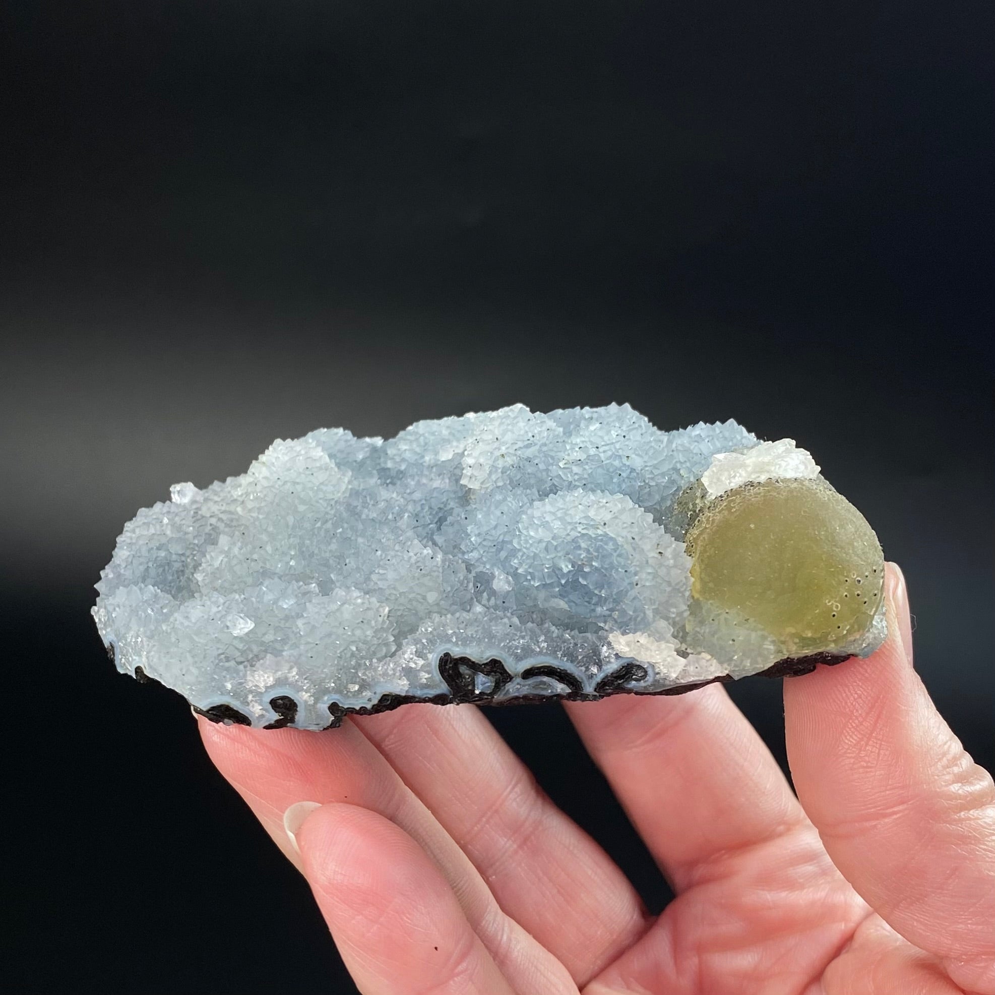 Botryoidal Fluorite on Chalcedony, Mahodari, Nashik District, Maharashtra, India