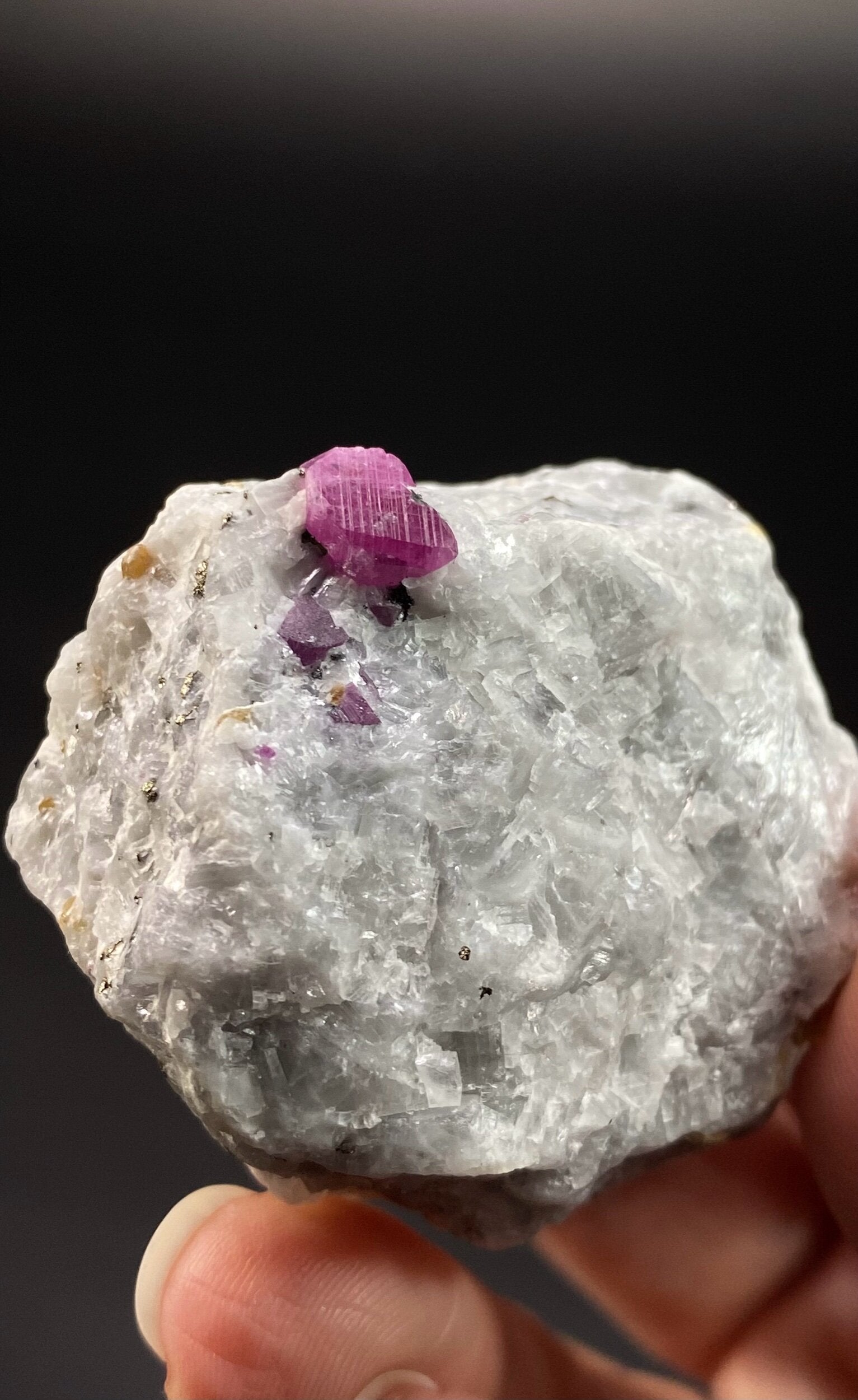 Pseudo Octahedral Natural Ruby Crystals on Marble Matrix, Jegdalek, Afghanistan