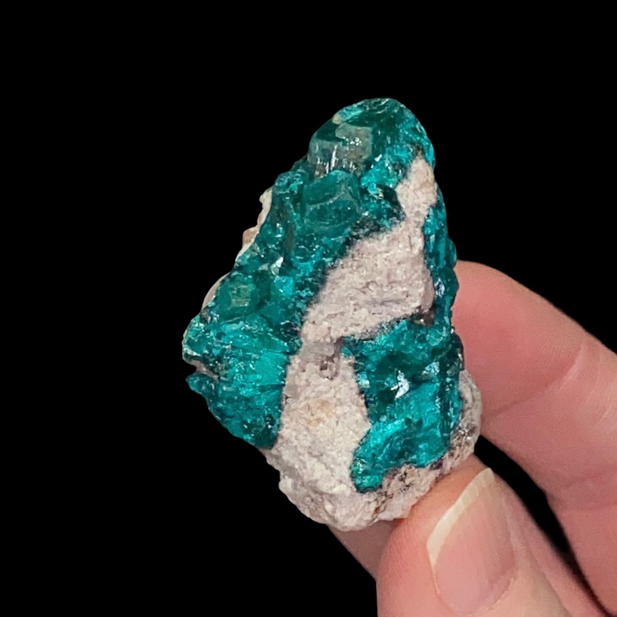 Dioptase Crystals on Sandy Quartz Rich Matrix