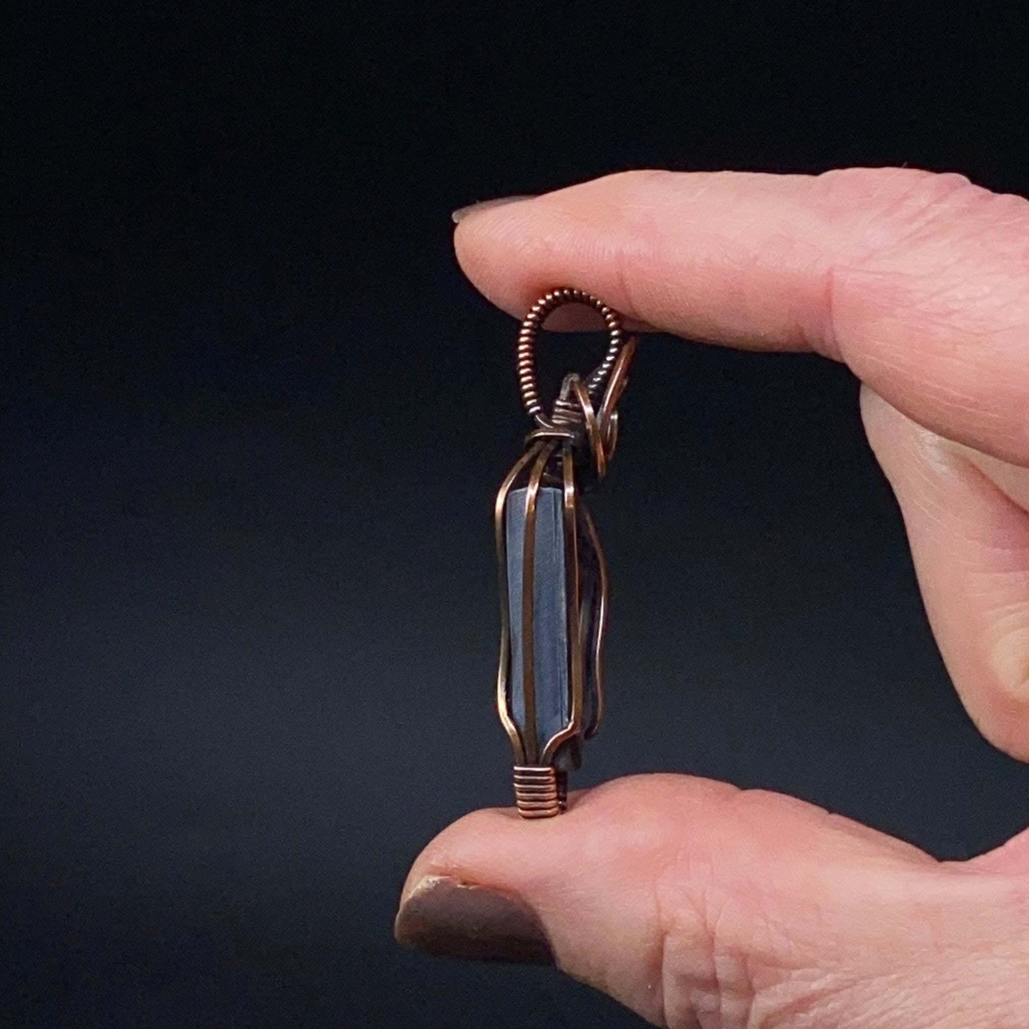 Abalone Shell Cabochon and Copper Wire Wrapped Pendant