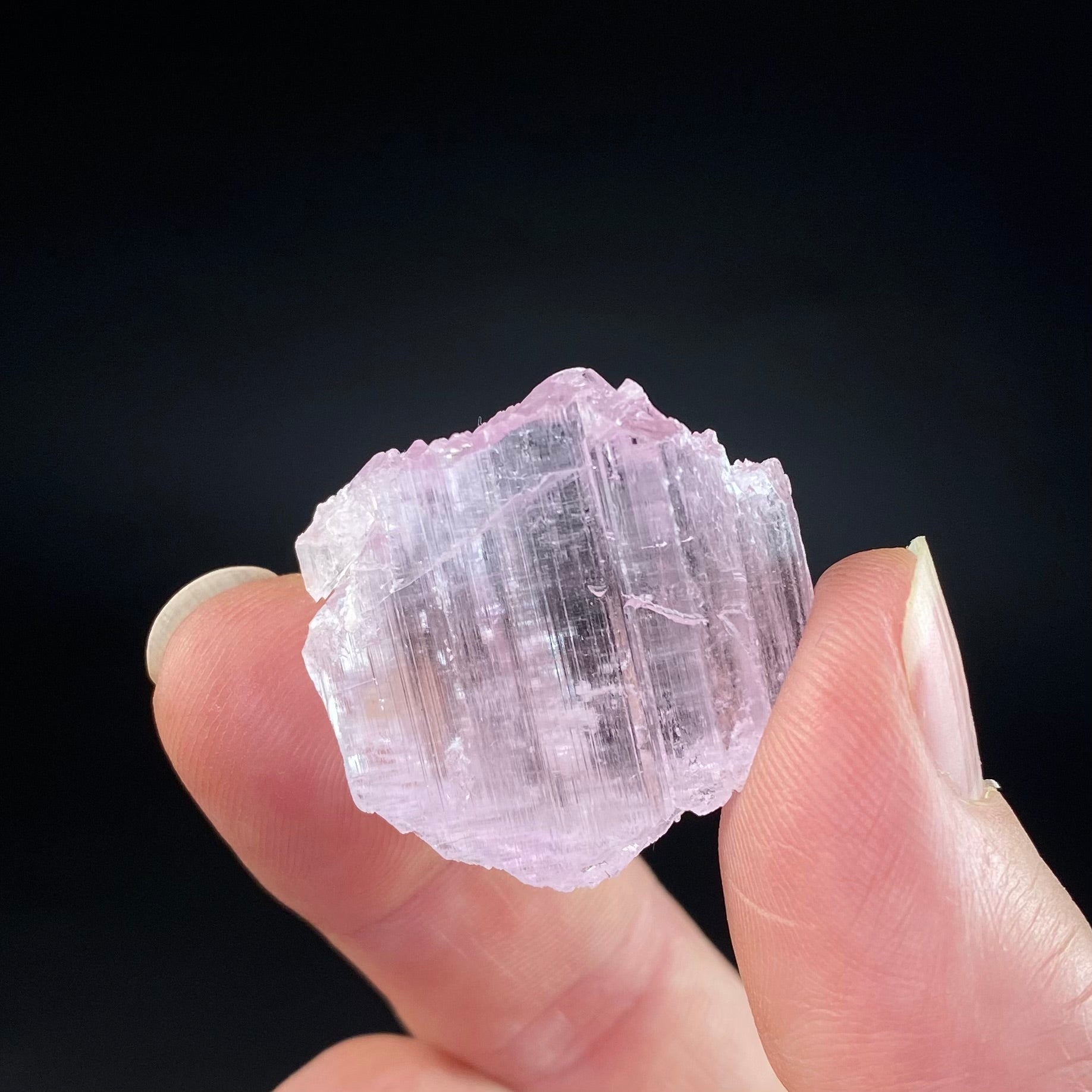 Pink Kunzite Spodumene Crystal, Fluorescent with Multiple Terminations