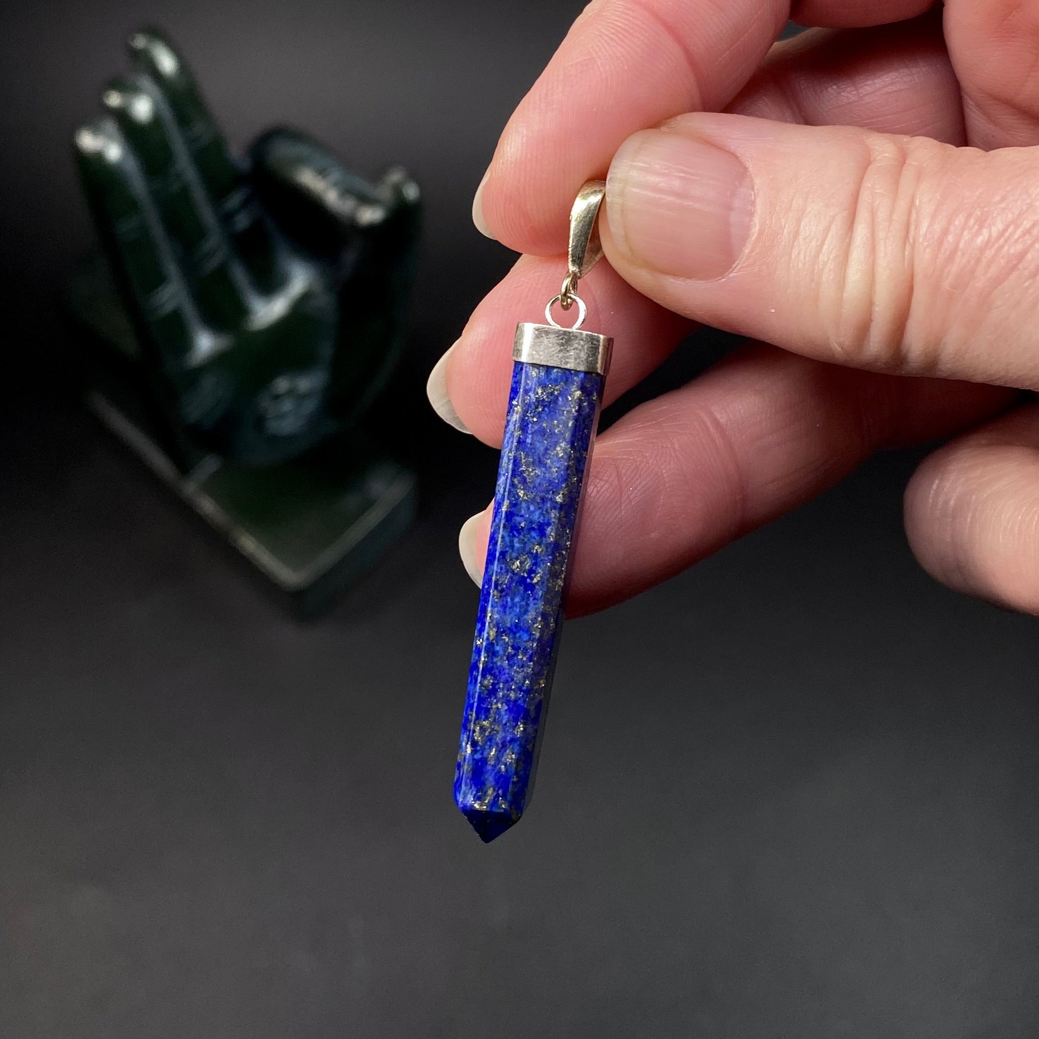 Lapis Lazuli & Pyrite Polished Tower Pendant