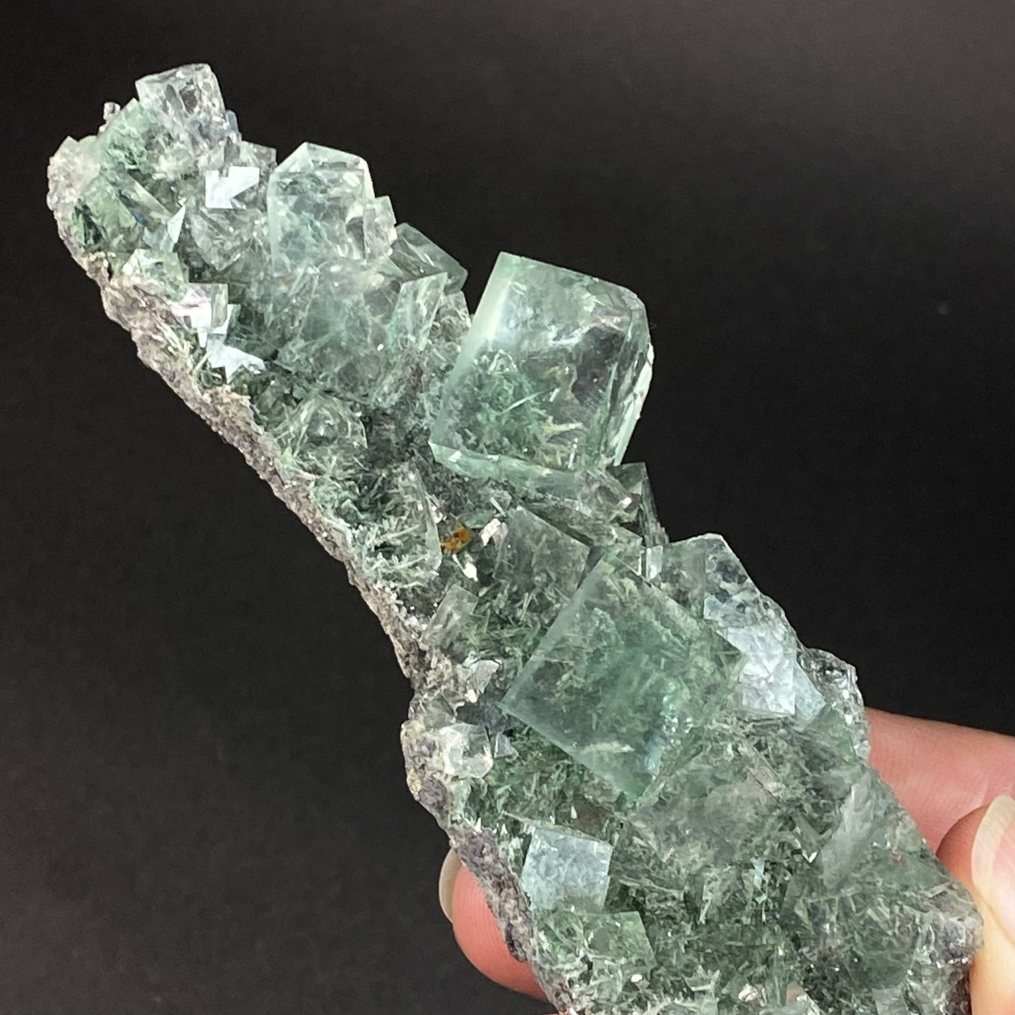 Crystal Clear Green Cubic Fluorite Cluster, Xianhualing Mine