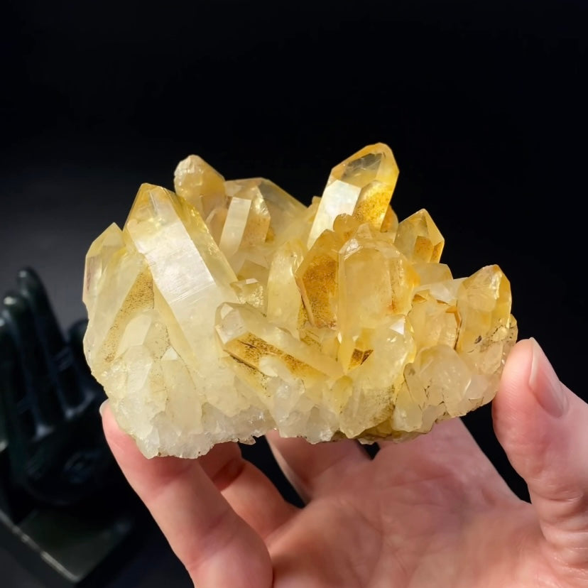Clear Quartz Crystal Cluster with Natural Yellow Iron Oxide Coating