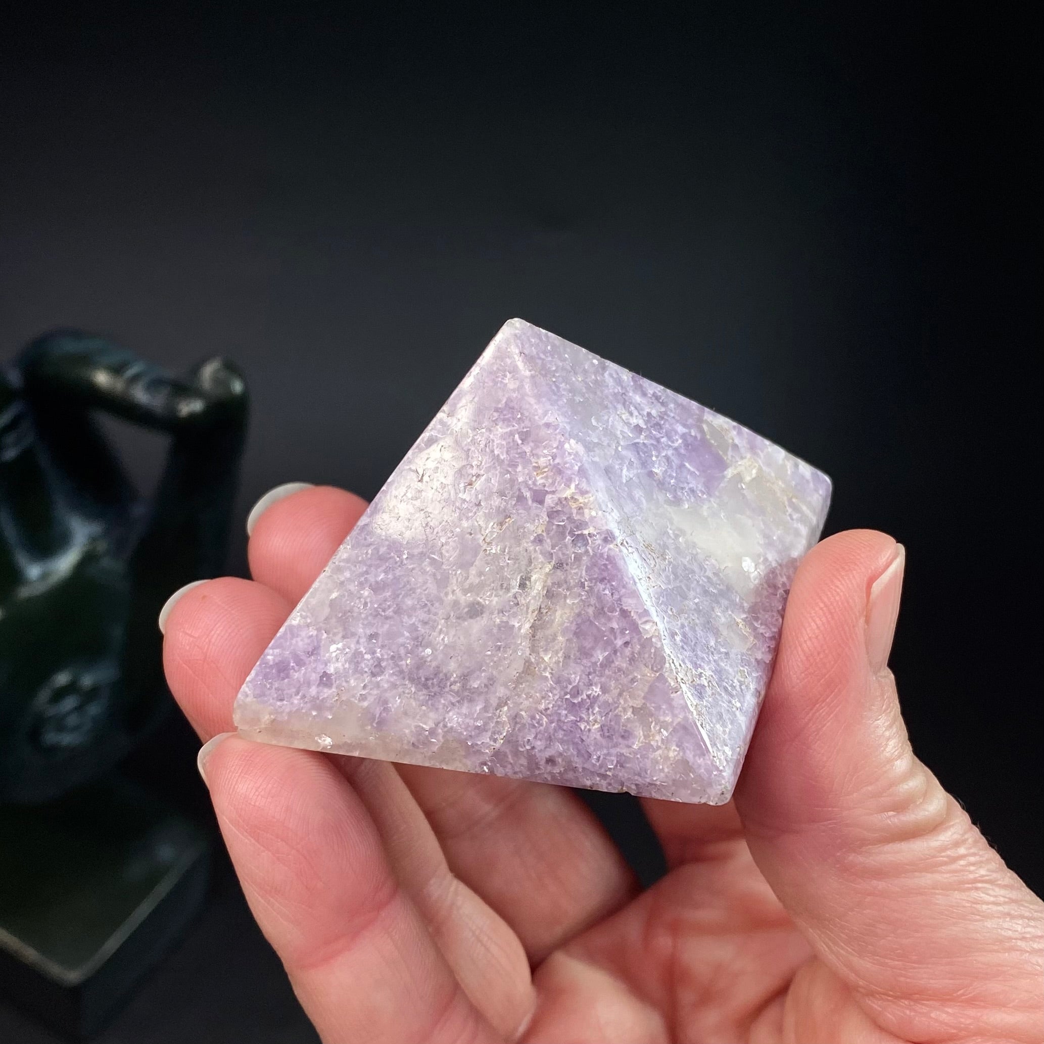 Polished Lepidolite Pyramid from Afghanistan – Lavender Lithium Mica Crystal