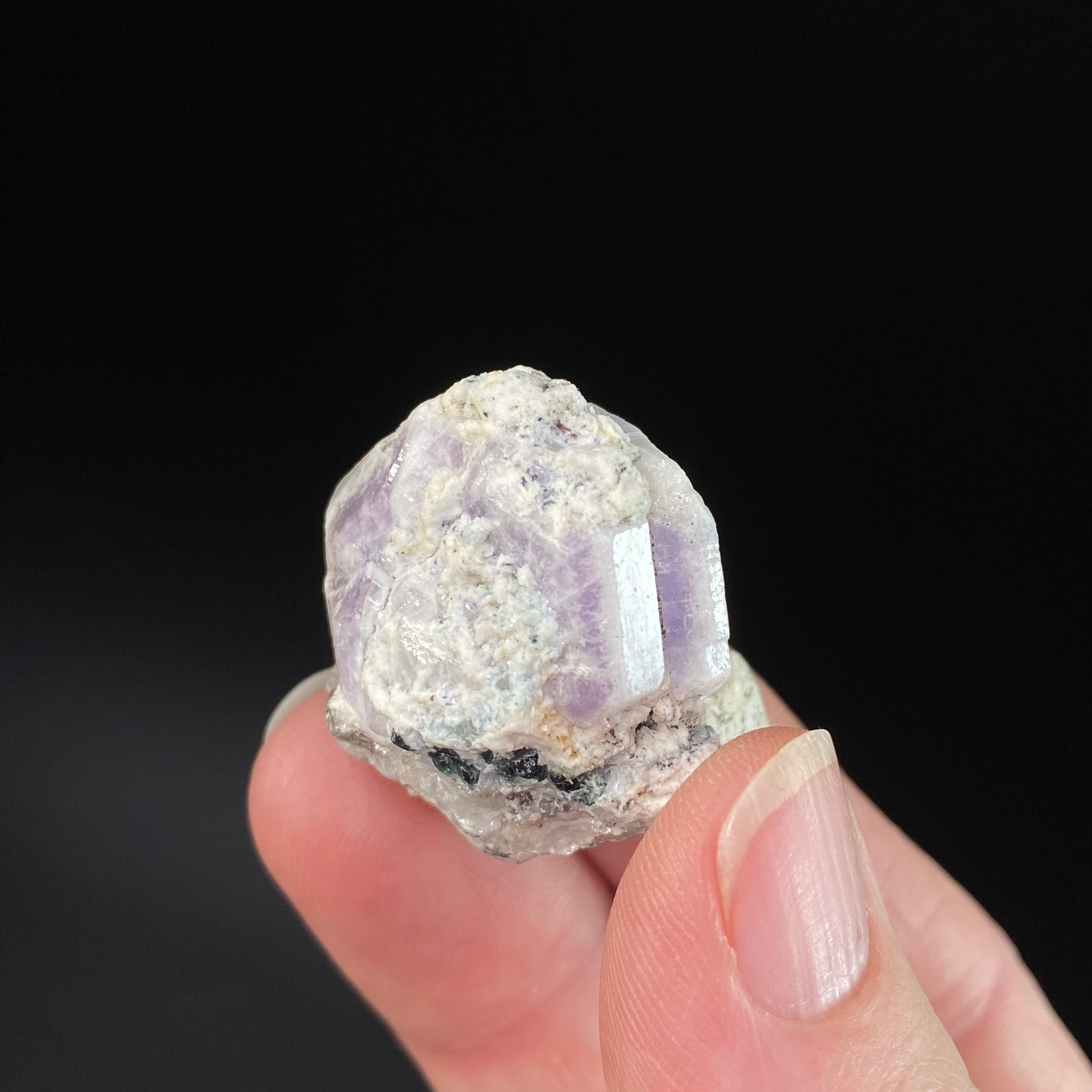 Double Terminated Bi Color Purple & White Apatite Crystals on Matrix from Pech, Afghanistan