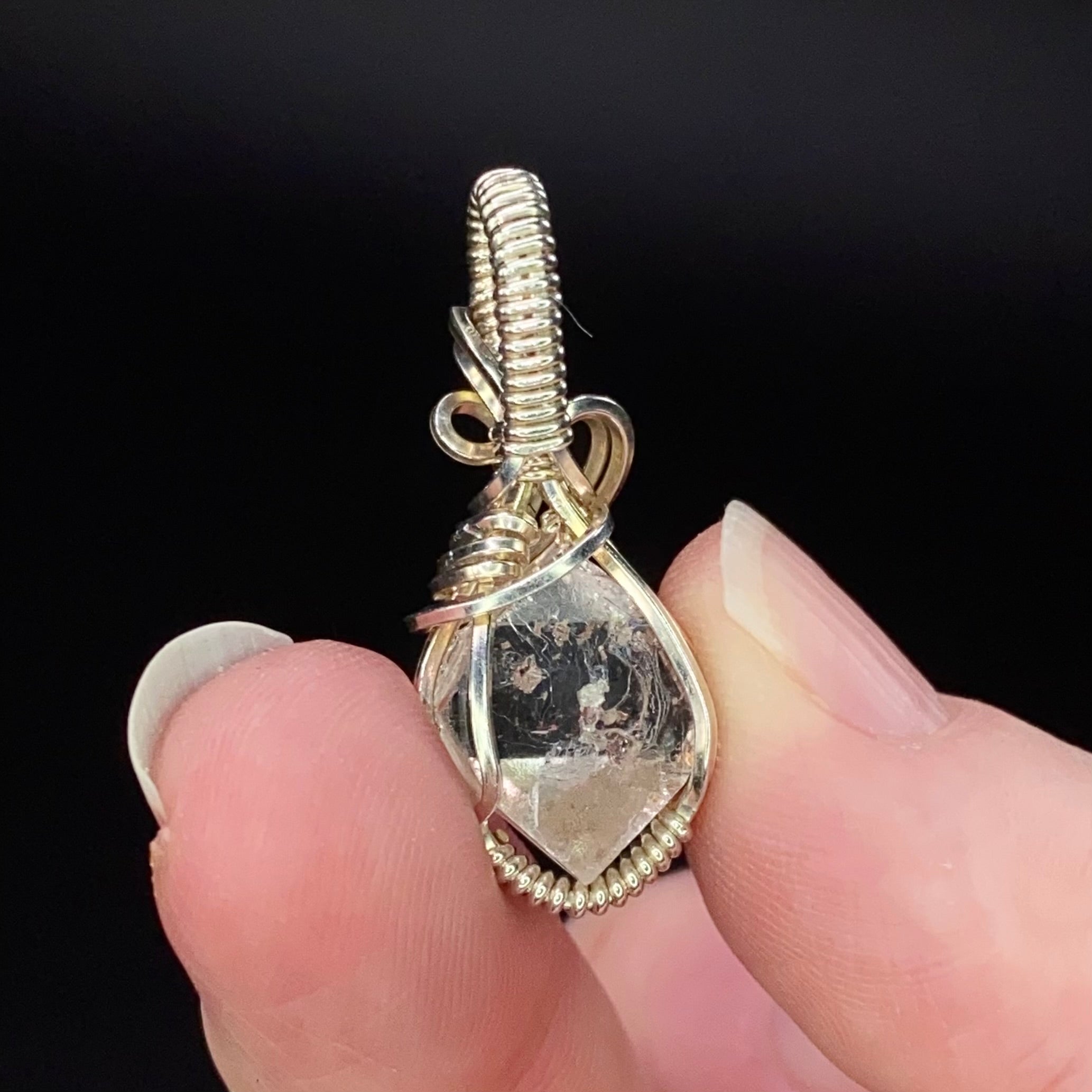 Raw Topaz Crystal & Sterling Silver Wire Wrapped Pendant