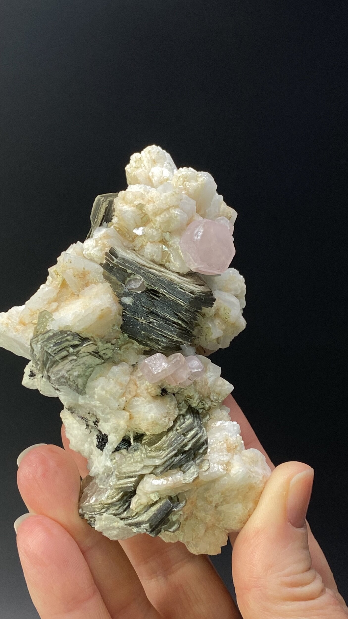 Fluorescent Pink Apatite with Muscovite Mica & Albite