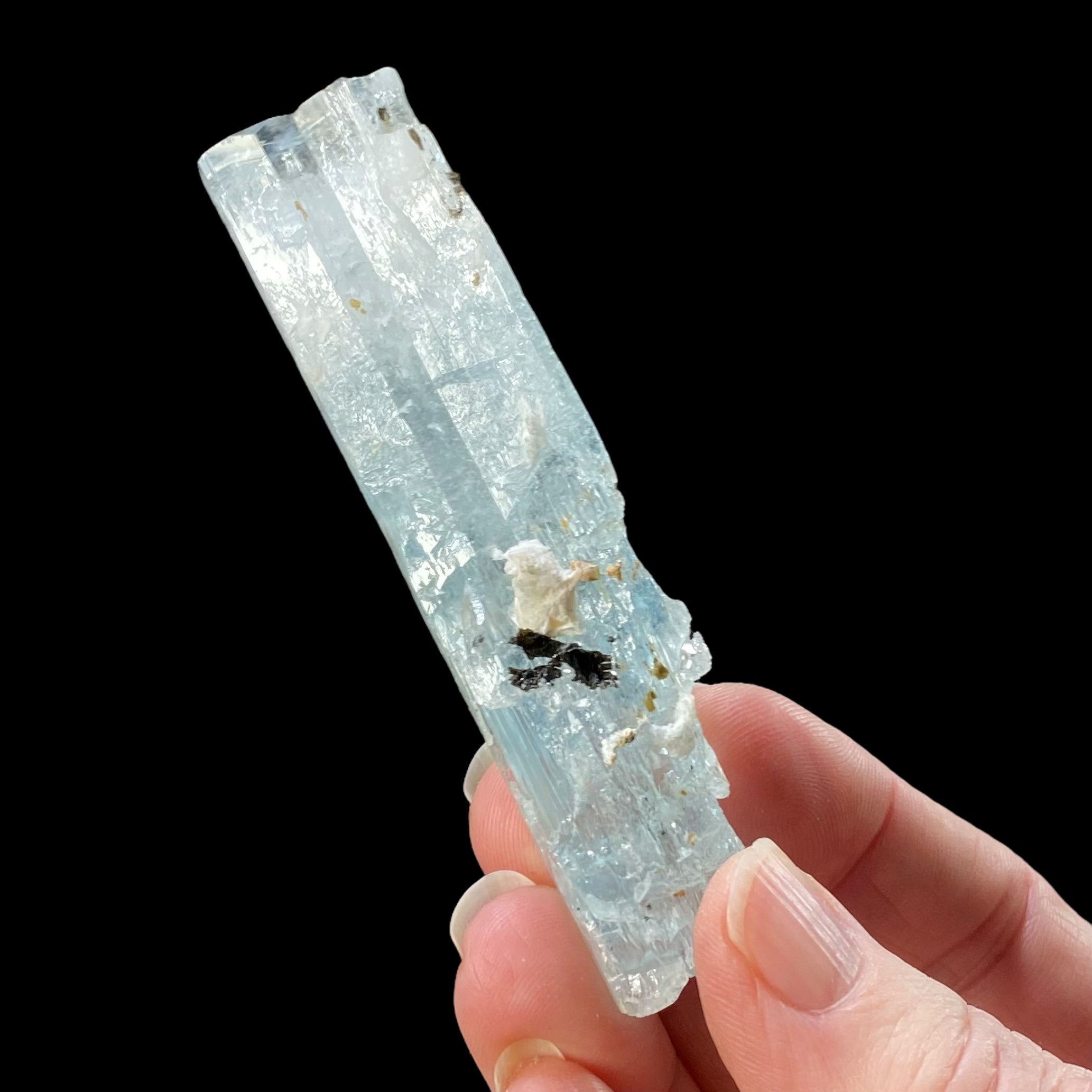 Aquamarine Crystal with Minor Black Tourmaline & Feldspar