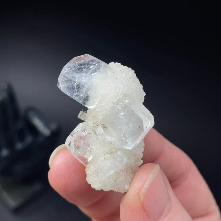 Clear Apophyllite Stalactite Formation Cluster with Quartz