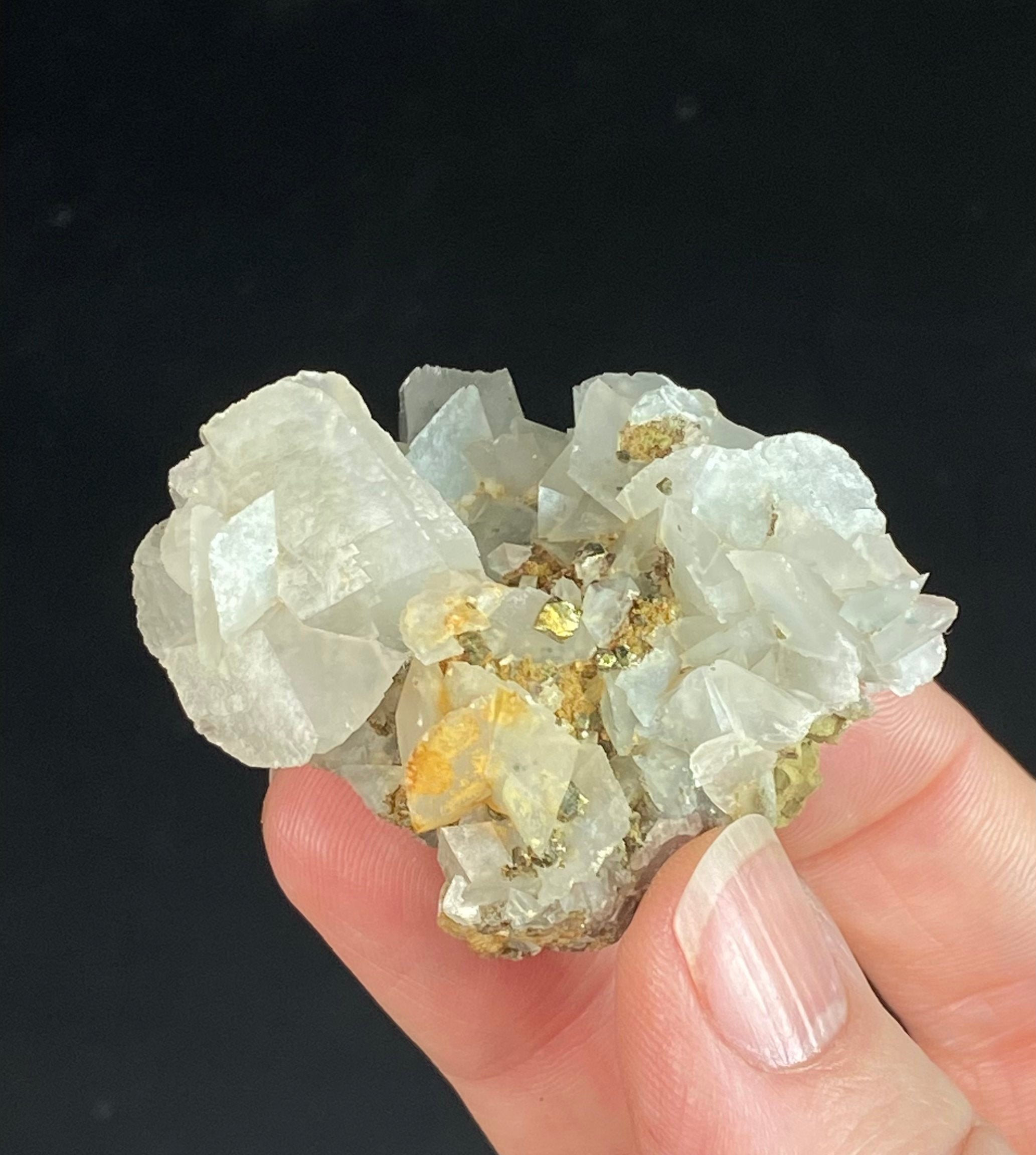 Fluorescent Calcite Specimen with Pyrite from Trepca Mine Complex, Kosovo