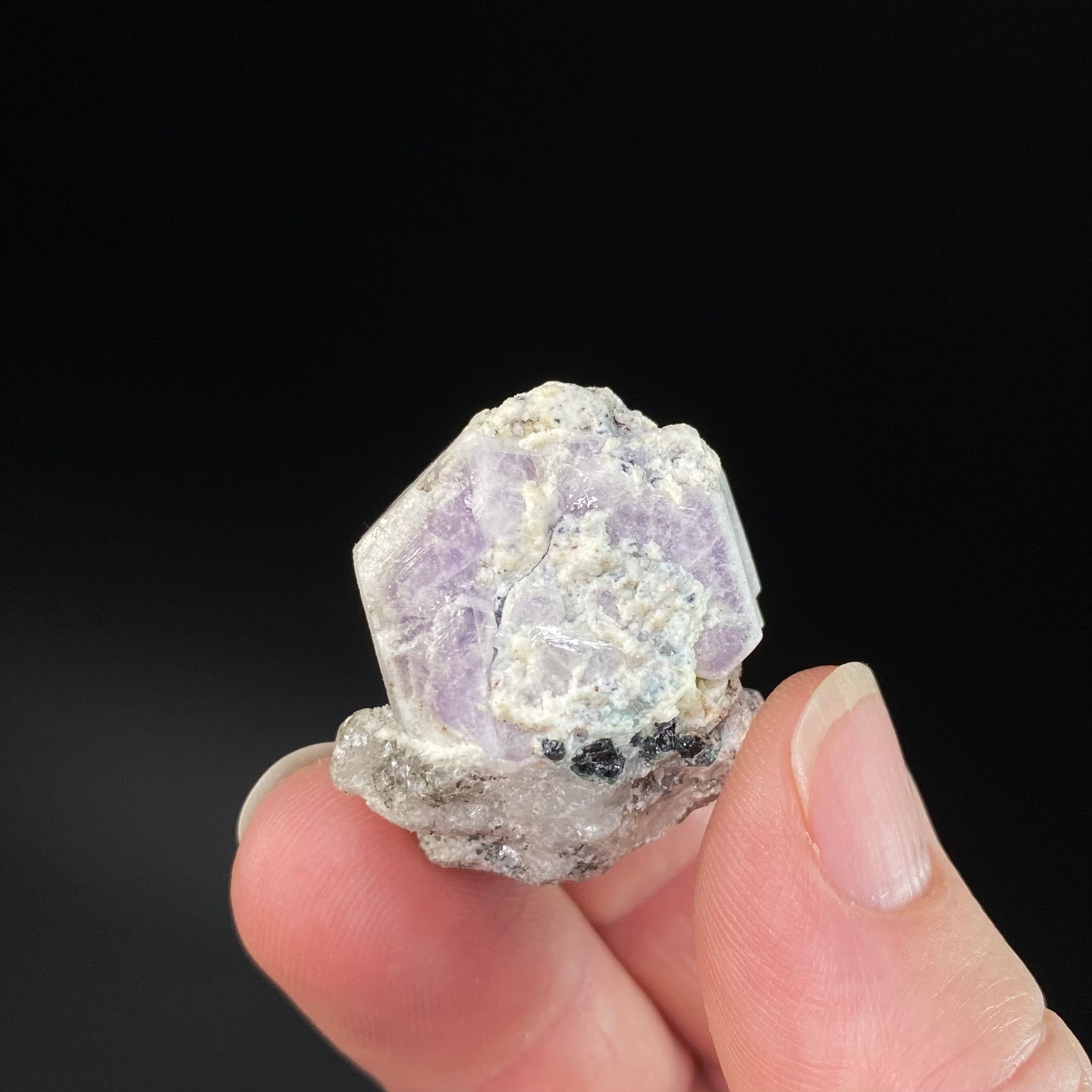 Double Terminated Bi Color Purple & White Apatite Crystals on Matrix from Pech, Afghanistan