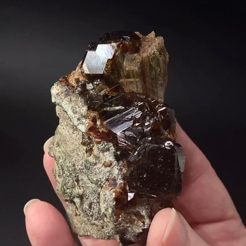 Lustrous Brown-Orange Garnets on Matrix from Afghanistan